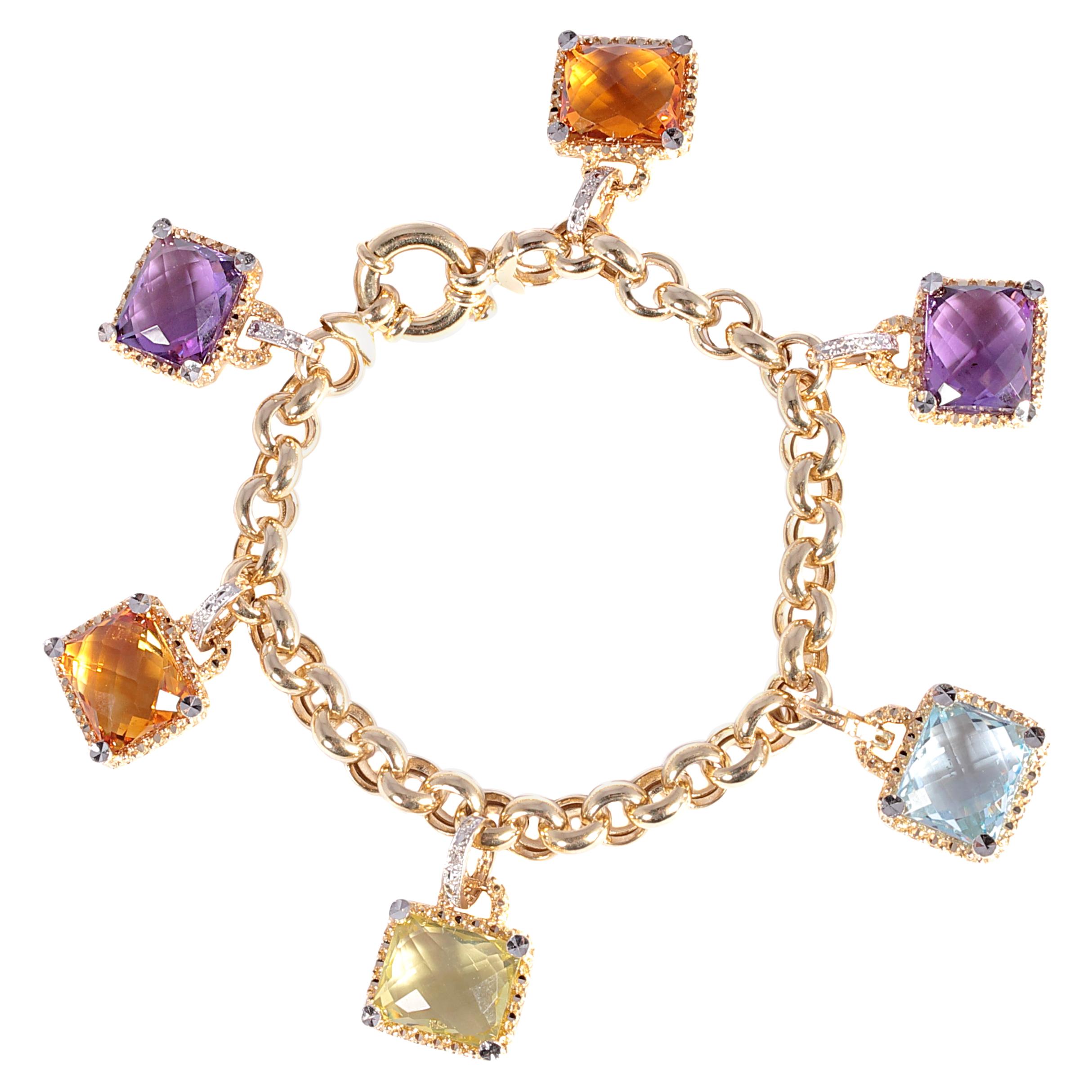 Cartier Multicolor Sapphire Amethyst Diamond Gold Bracelet at 1stDibs
