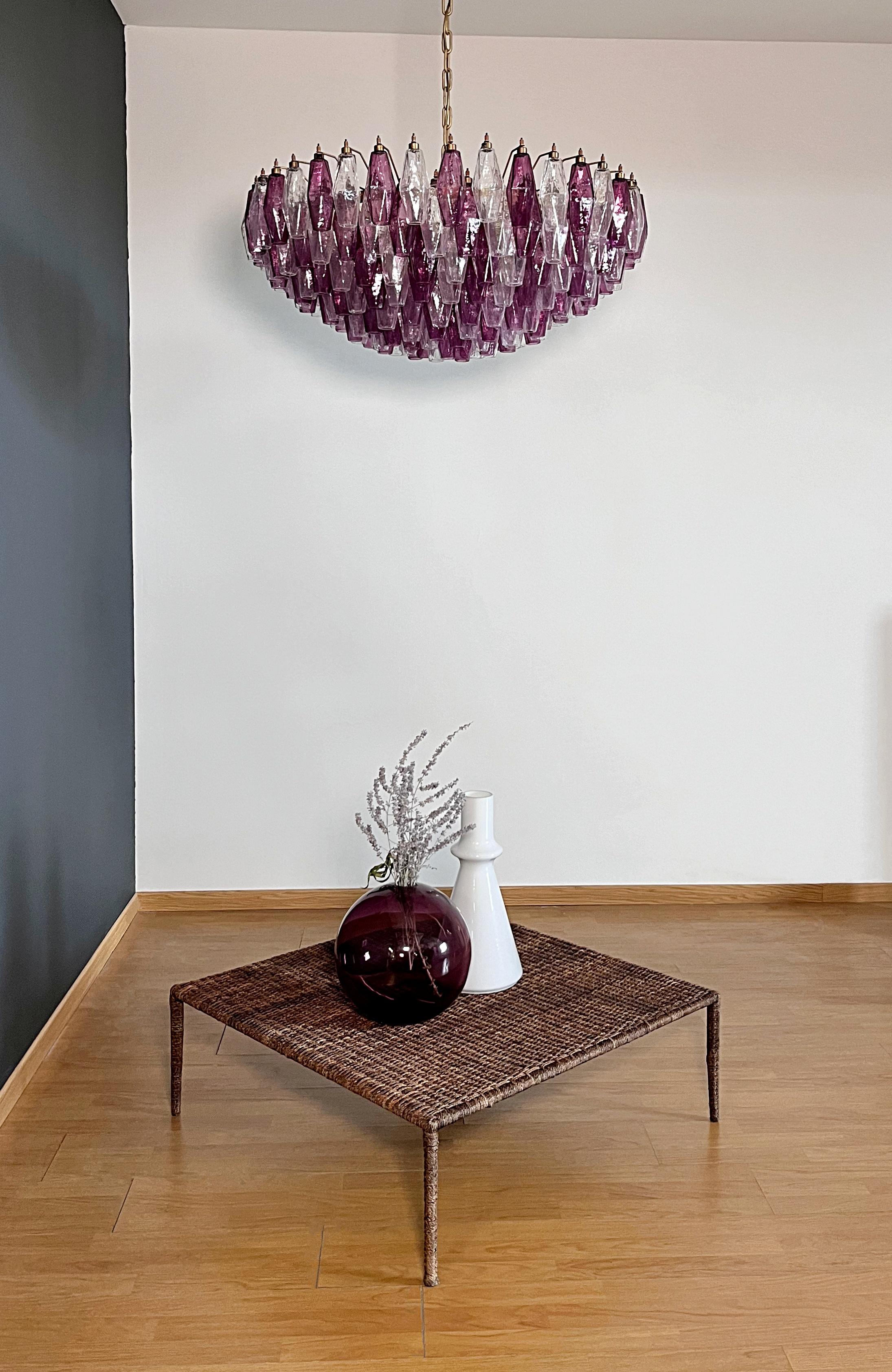 Amethyst & Clear POLIEDRI Murano Glass Chandelier in vendita 3