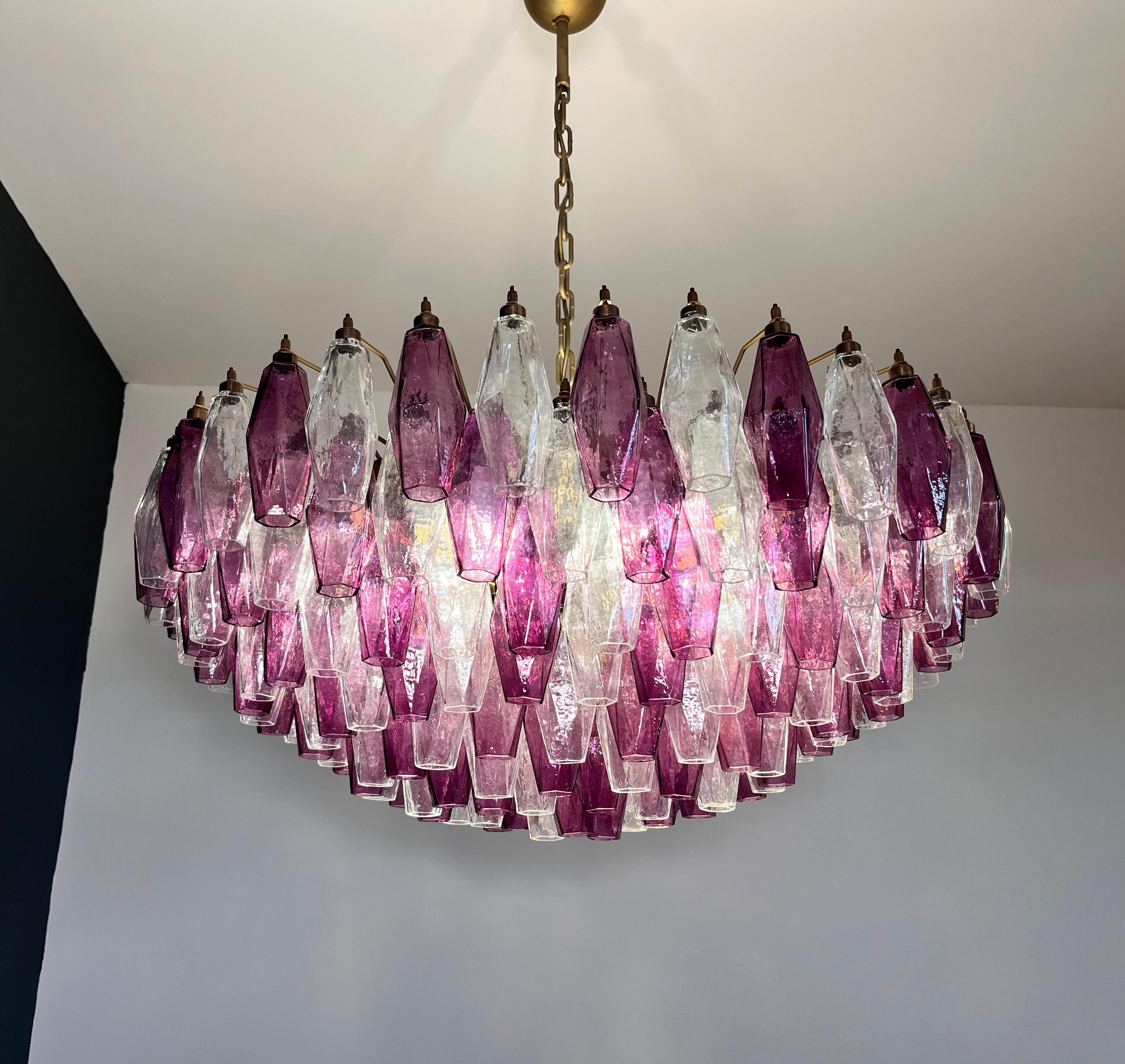 Amethyst & Clear POLIEDRI Murano Glass Chandelier in vendita 5