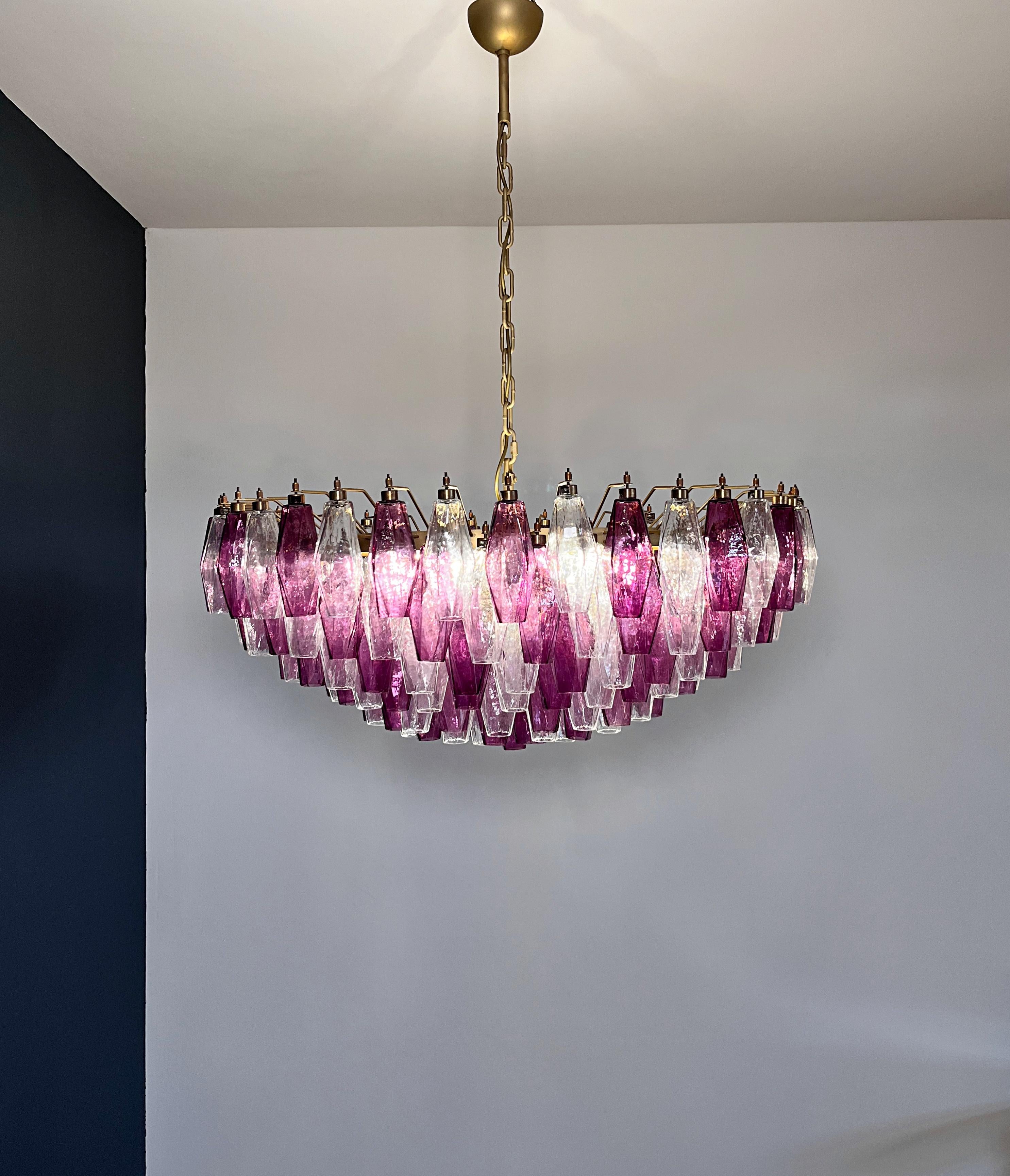Amethyst & Clear POLIEDRI Murano Glass Chandelier in vendita 6