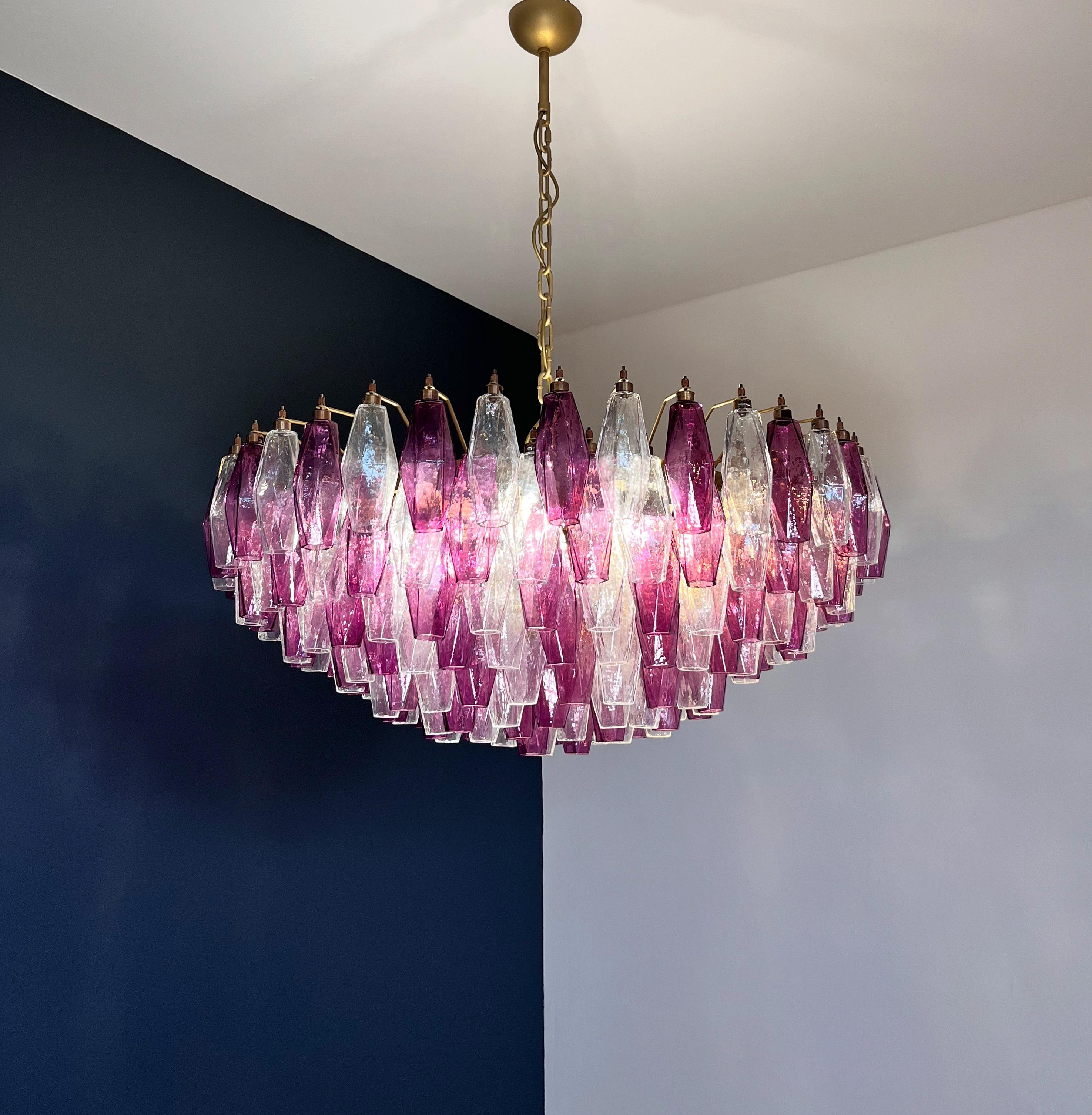 Amethyst & Clear POLIEDRI Murano Glass Chandelier in vendita 7