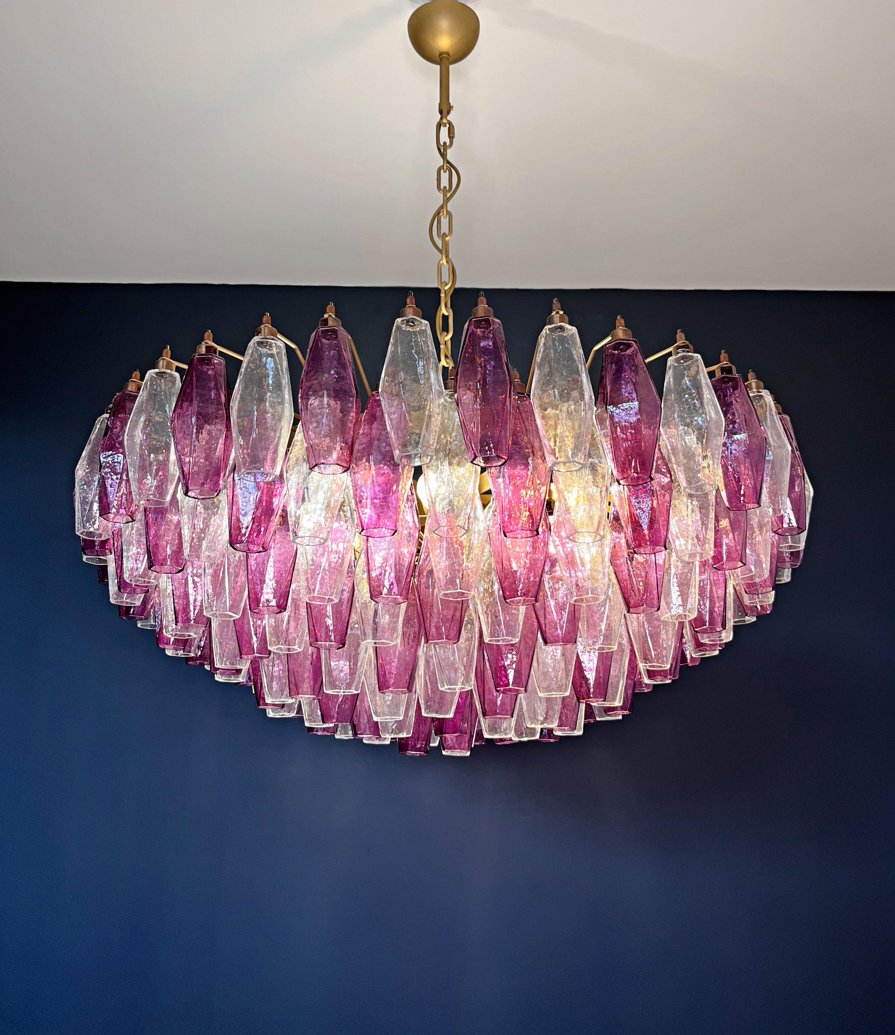 Amethyst & Clear POLIEDRI Murano Glass Chandelier in vendita 9