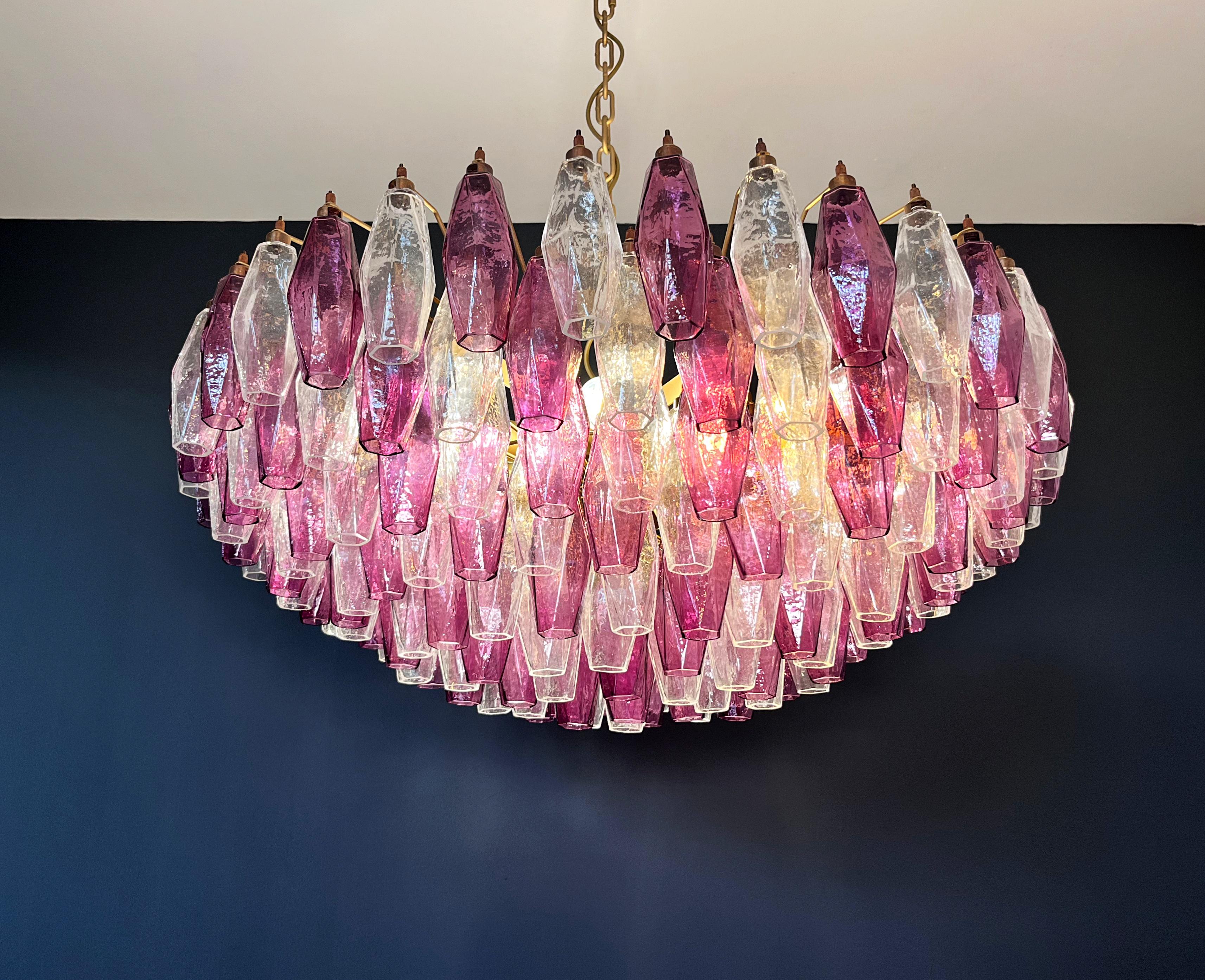 Amethyst & Clear POLIEDRI Murano Glass Chandelier in vendita 10