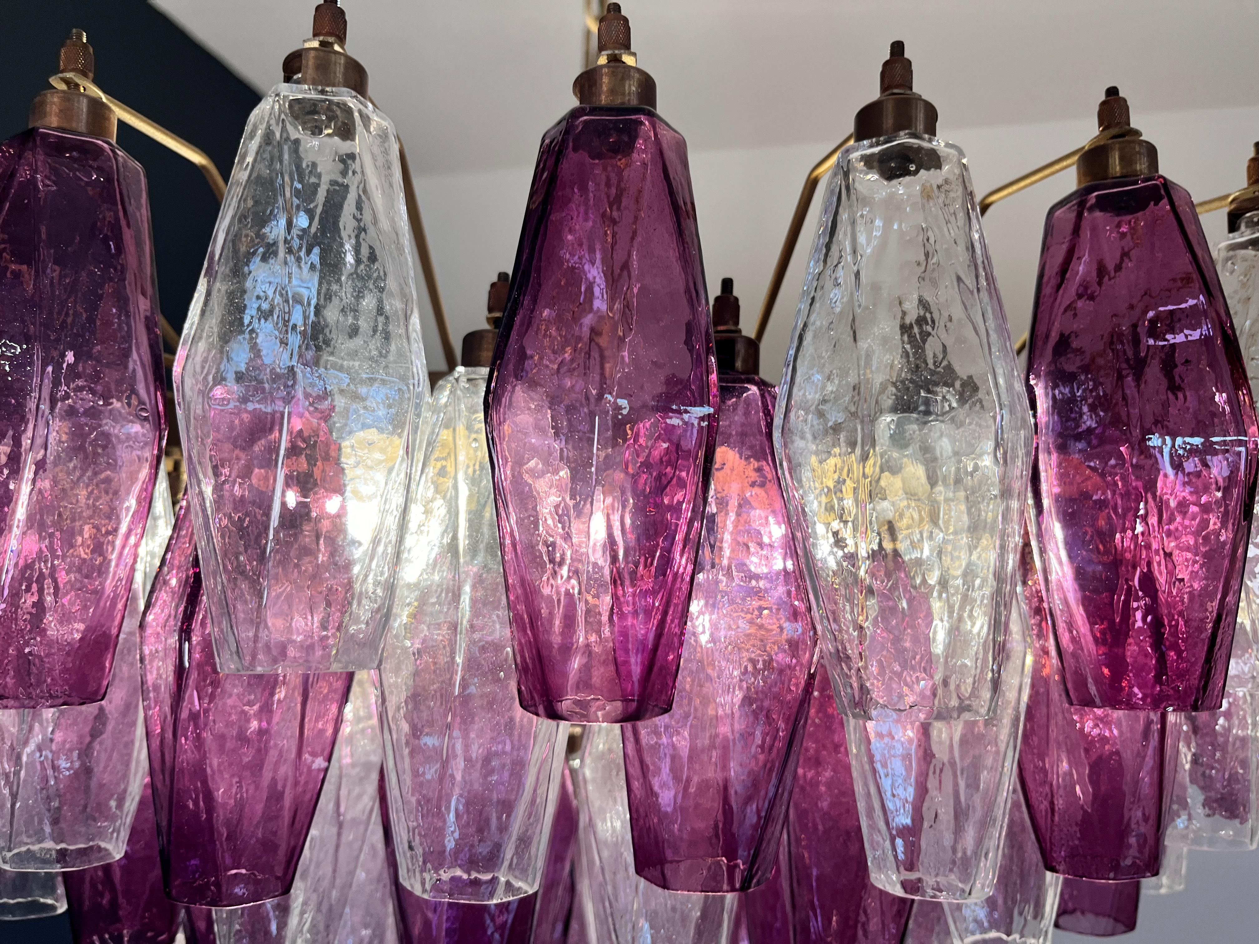 Amethyst & Clear POLIEDRI Murano Glass Chandelier in vendita 12