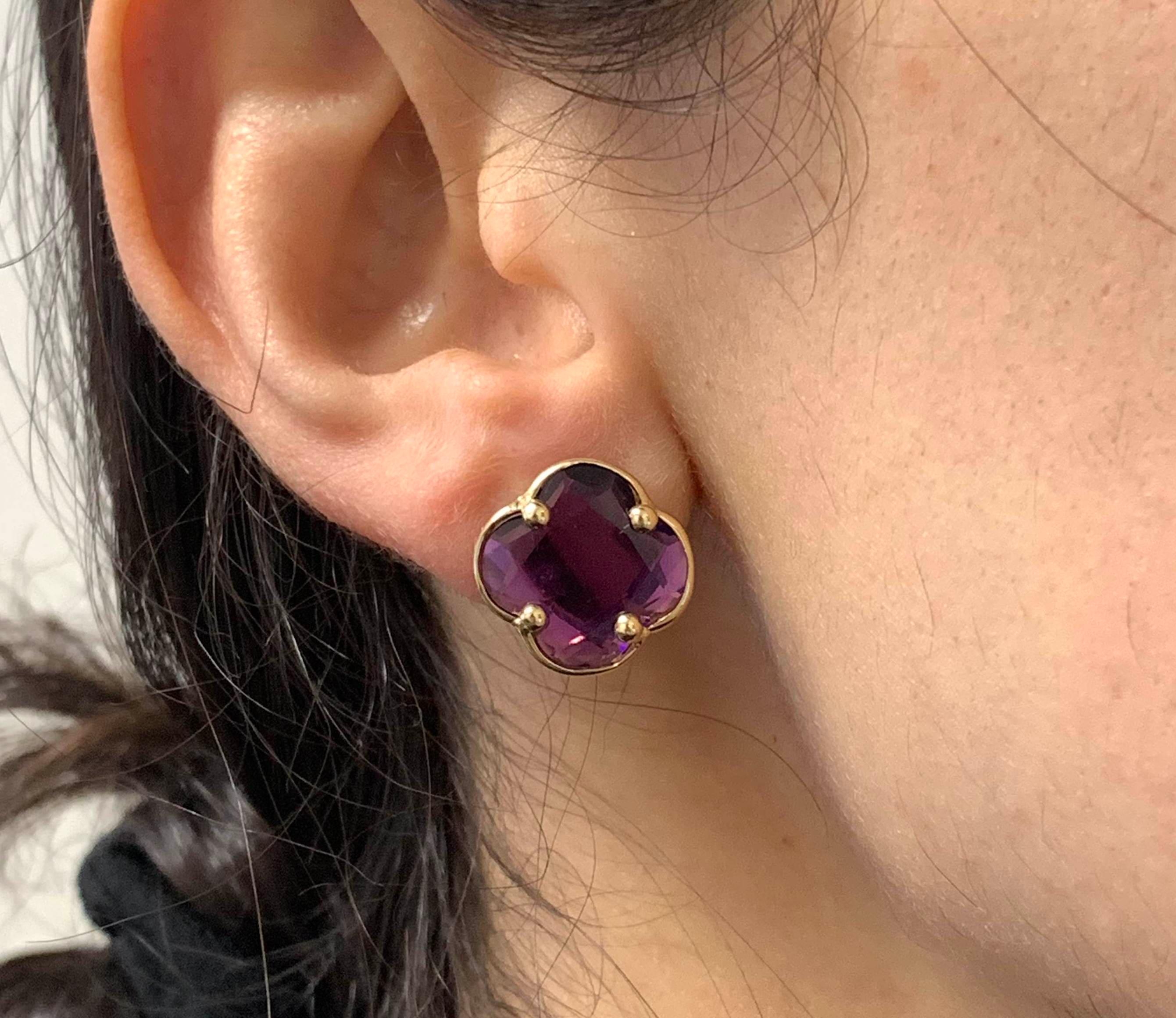 Amethyst Clover Earrings In New Condition In GREAT NECK, NY