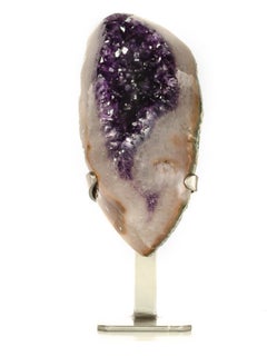 Purple Amethyst Cluster White Quartz Decorative Object Sculpture Rock Crystal