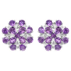 Pendientes Racimo Amatista 3,78 Quilates Plata de Ley
