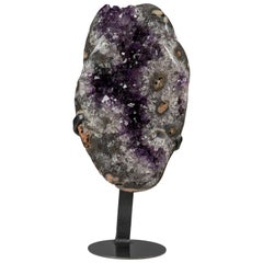 Amethyst Cluster White Quartz Celadonite and Agate with Cut Stalactites on Stand