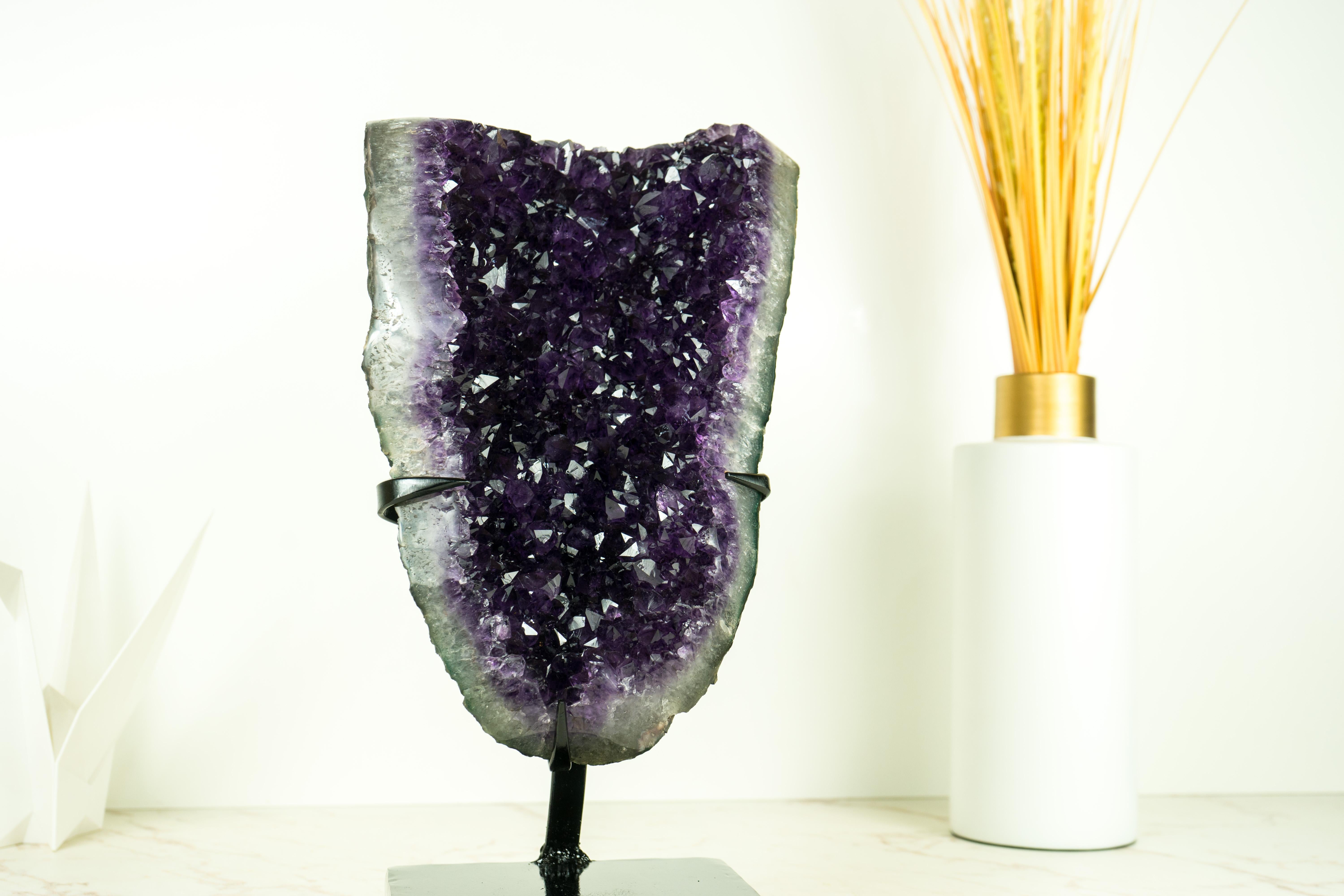 Amethyst Cluster with AAA Grape-Jelly Amethyst Druzy, Natural Crystal Sculpture For Sale 4