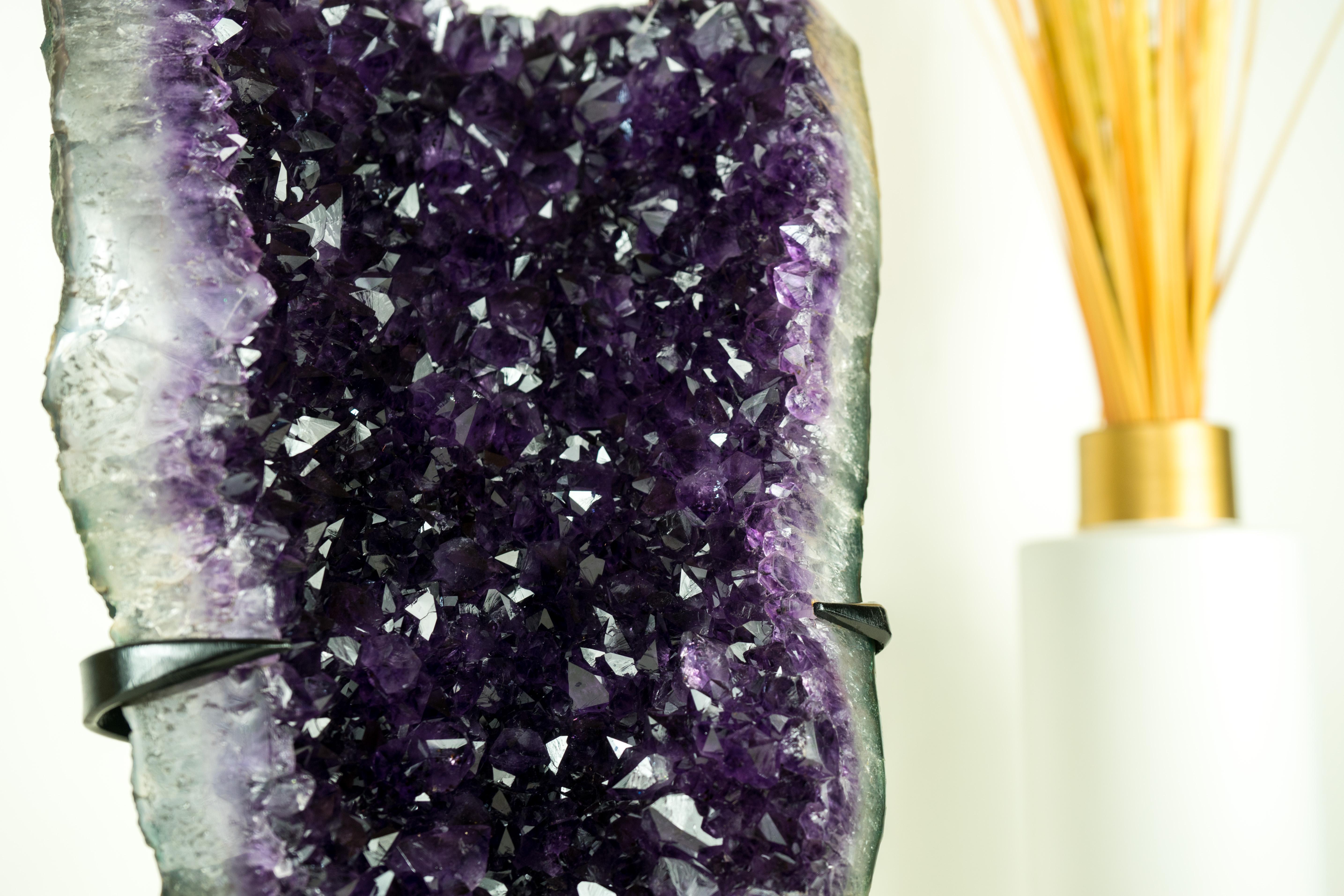 Amethyst Cluster with AAA Grape-Jelly Amethyst Druzy, Natural Crystal Sculpture For Sale 5