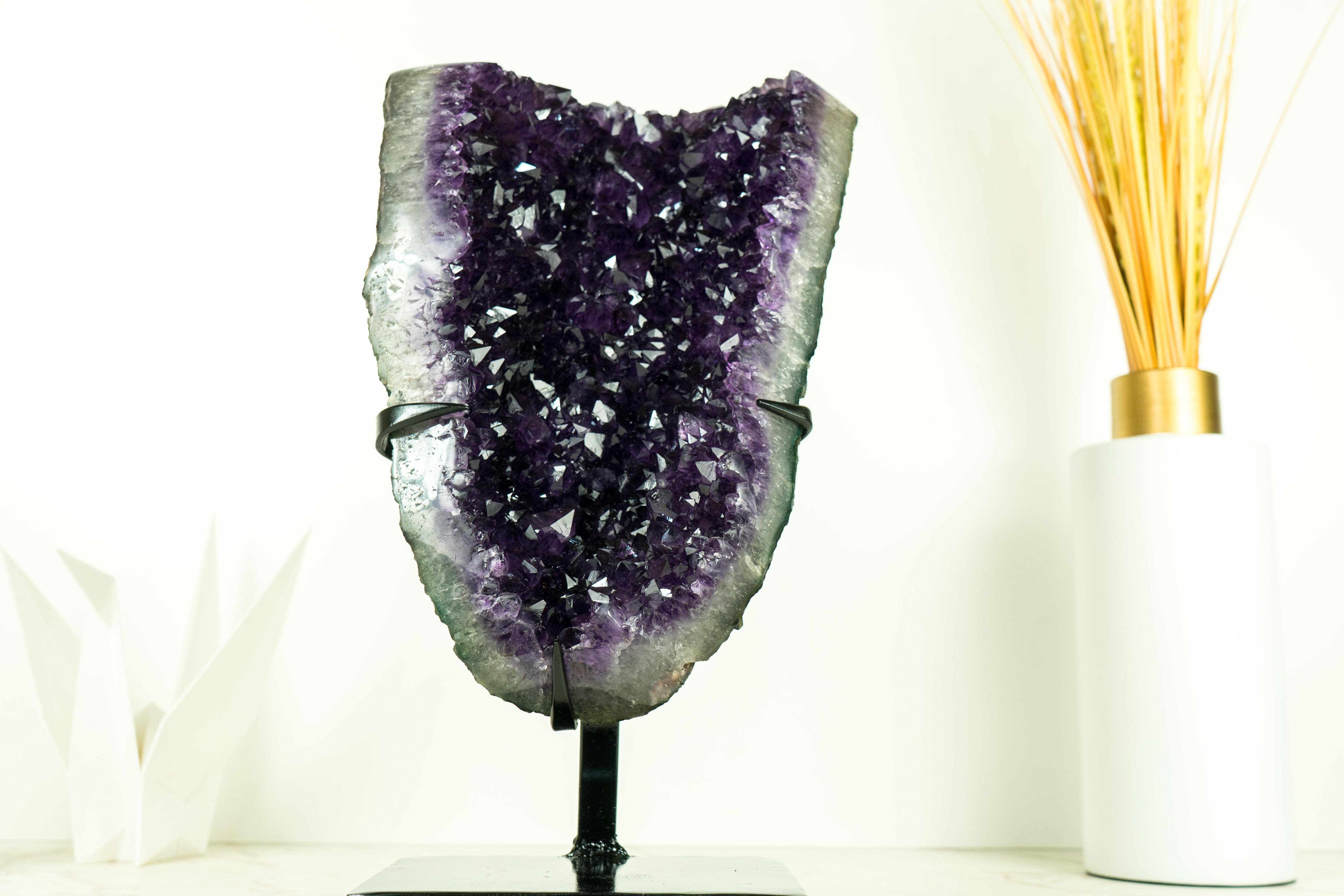 Amethyst Cluster with AAA Grape-Jelly Amethyst Druzy, Natural Crystal Sculpture For Sale 6