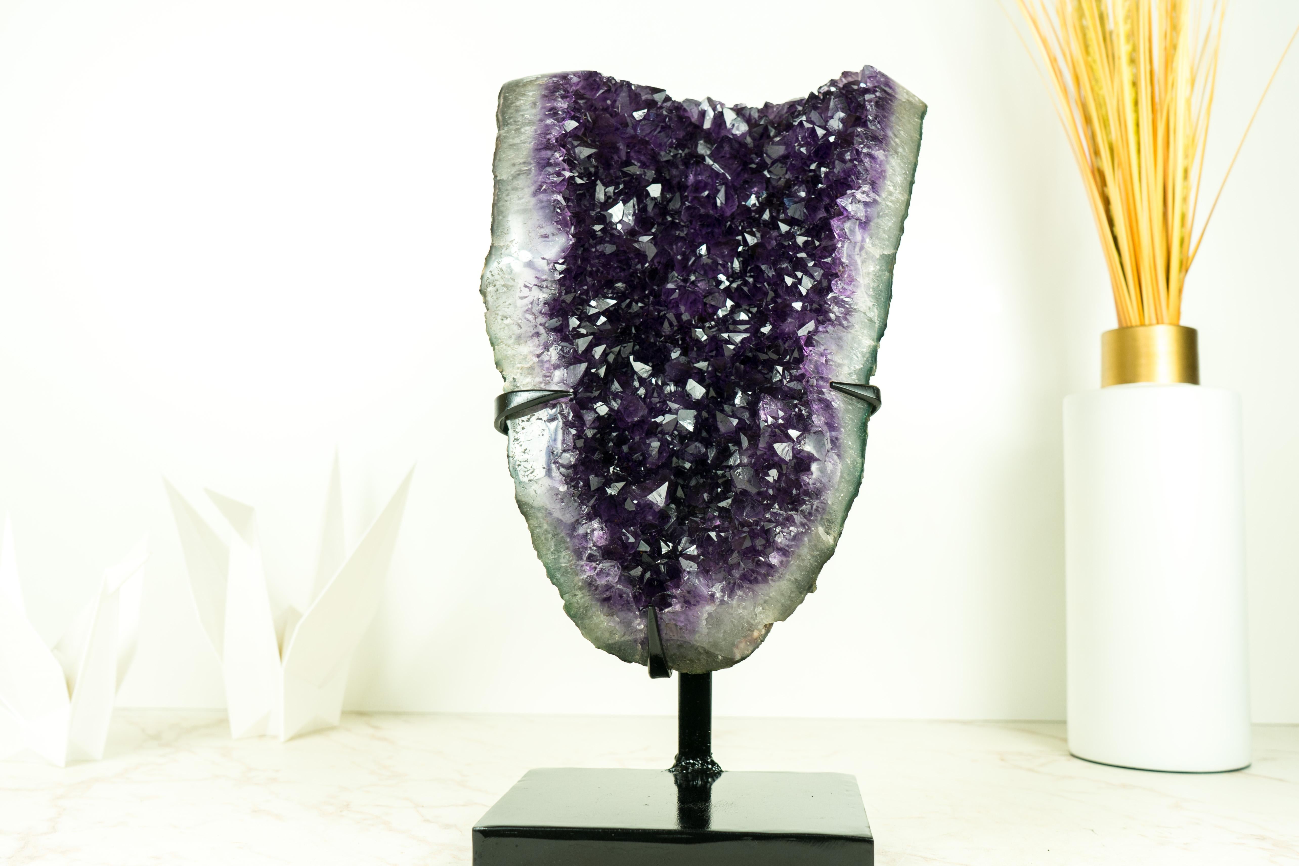 Amethyst Cluster with AAA Grape-Jelly Amethyst Druzy, Natural Crystal Sculpture For Sale 7