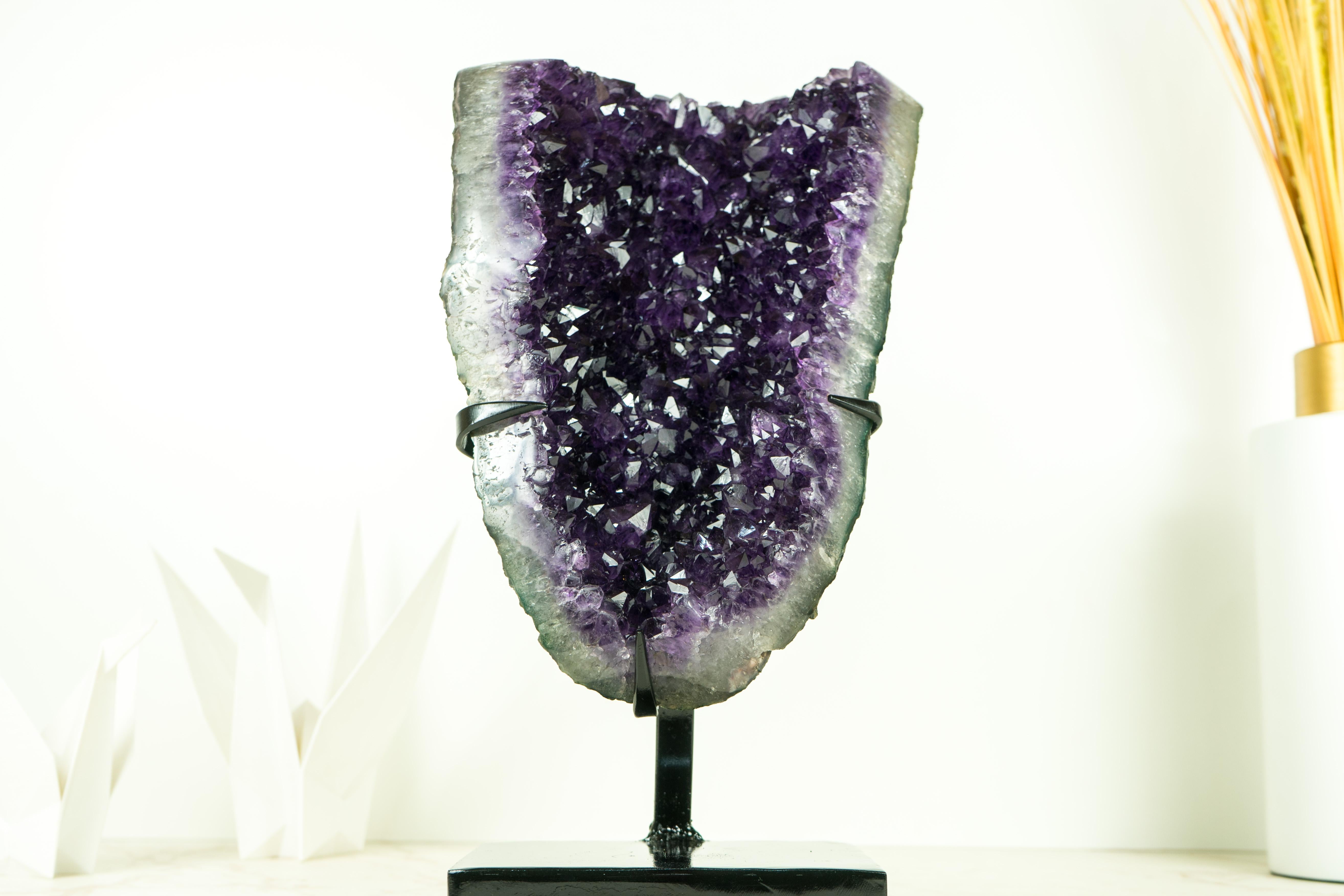 Amethyst Cluster with AAA Grape-Jelly Amethyst Druzy, Natural Crystal Sculpture In New Condition For Sale In Ametista Do Sul, BR