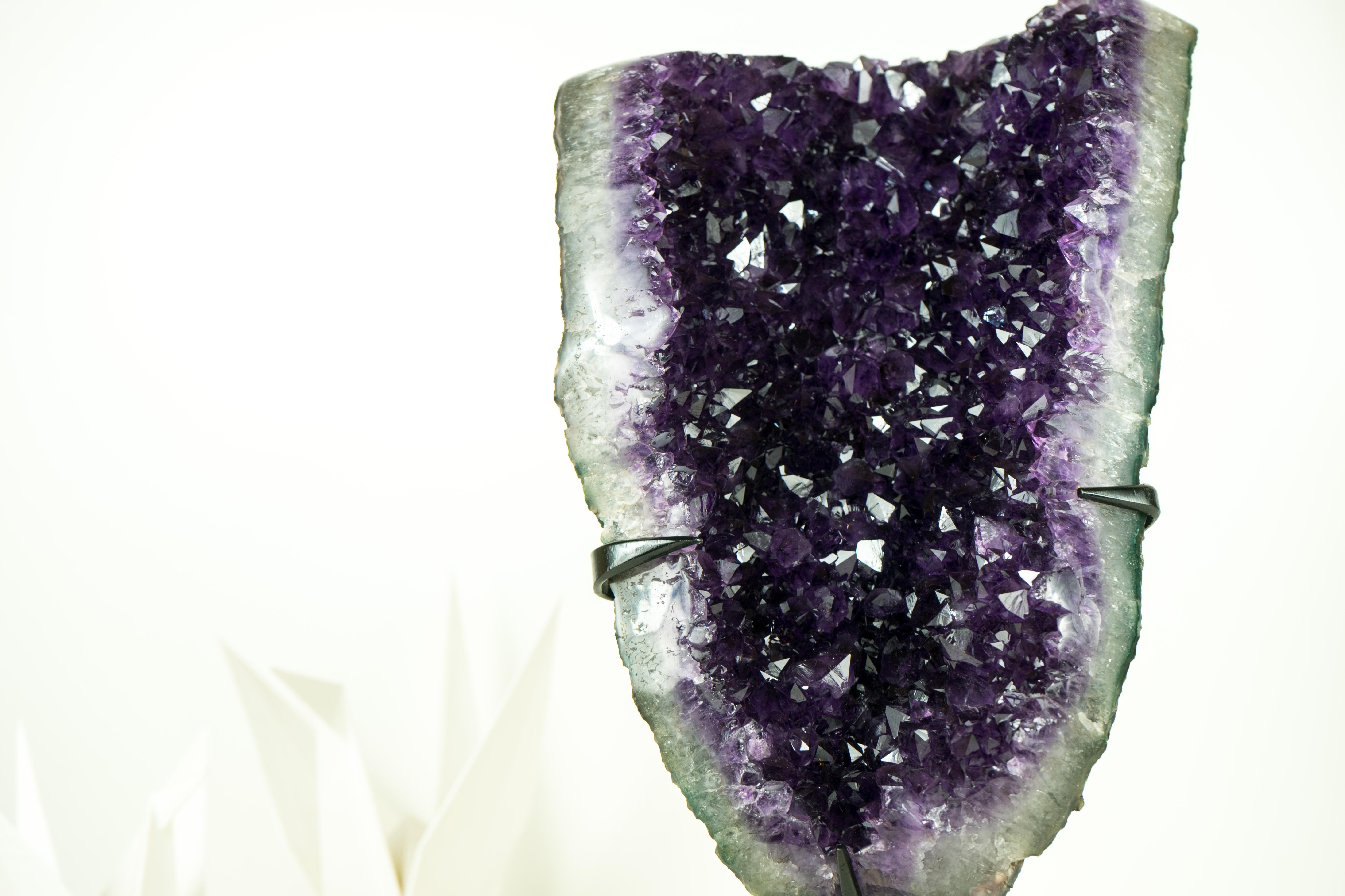 Amethyst Cluster with AAA Grape-Jelly Amethyst Druzy, Natural Crystal Sculpture For Sale 1