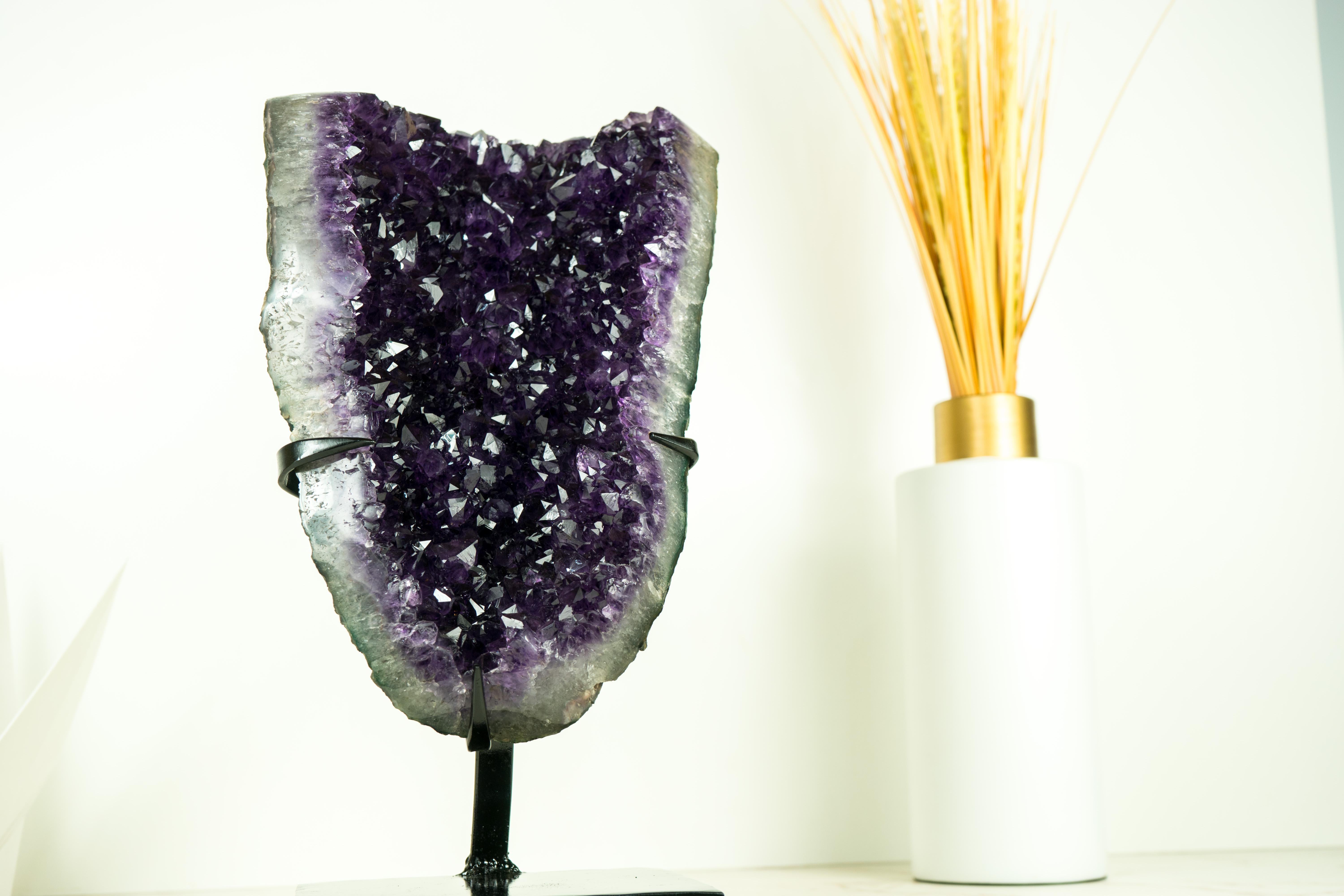 Amethyst Cluster with AAA Grape-Jelly Amethyst Druzy, Natural Crystal Sculpture For Sale 3
