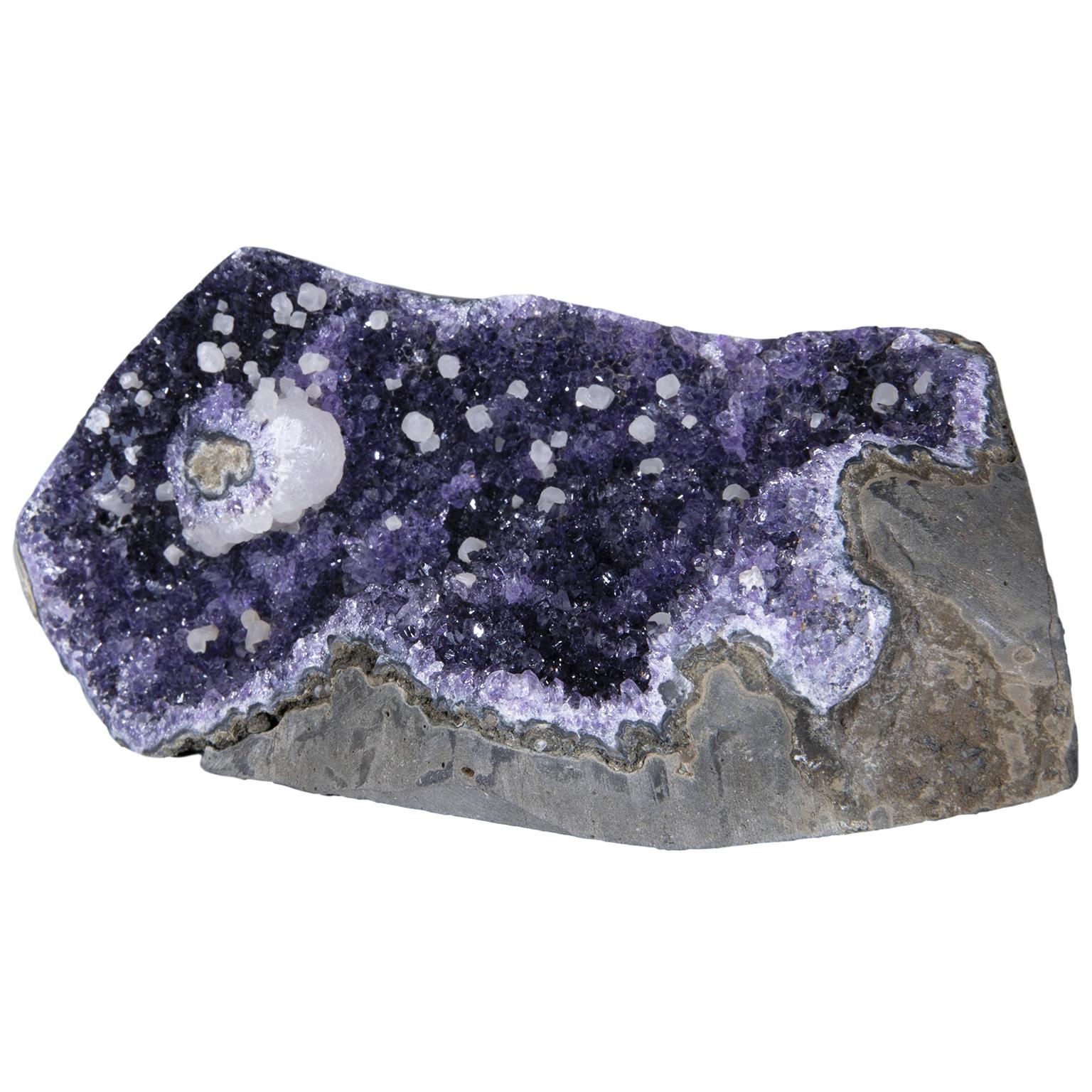Amethyst Cluster with Calcite Crystals In Excellent Condition For Sale In London, GB