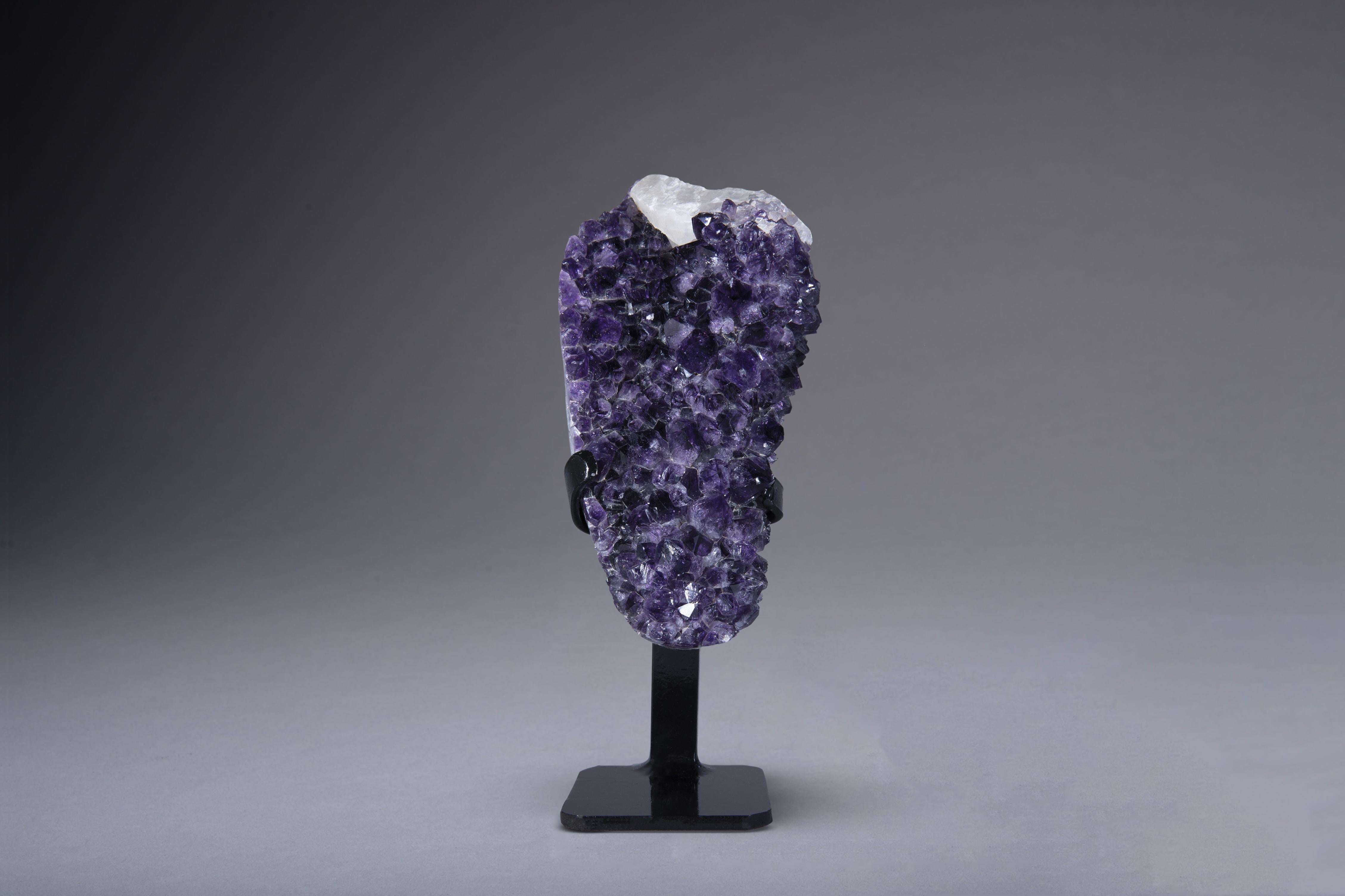 Uruguayan Amethyst Cluster with Calcite Formation, White Quartz and Green Celadonite