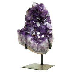 Amethyst-Cluster mit dunkellila Amethyst- Druzy und funkelnden goldenen Einschlüssen