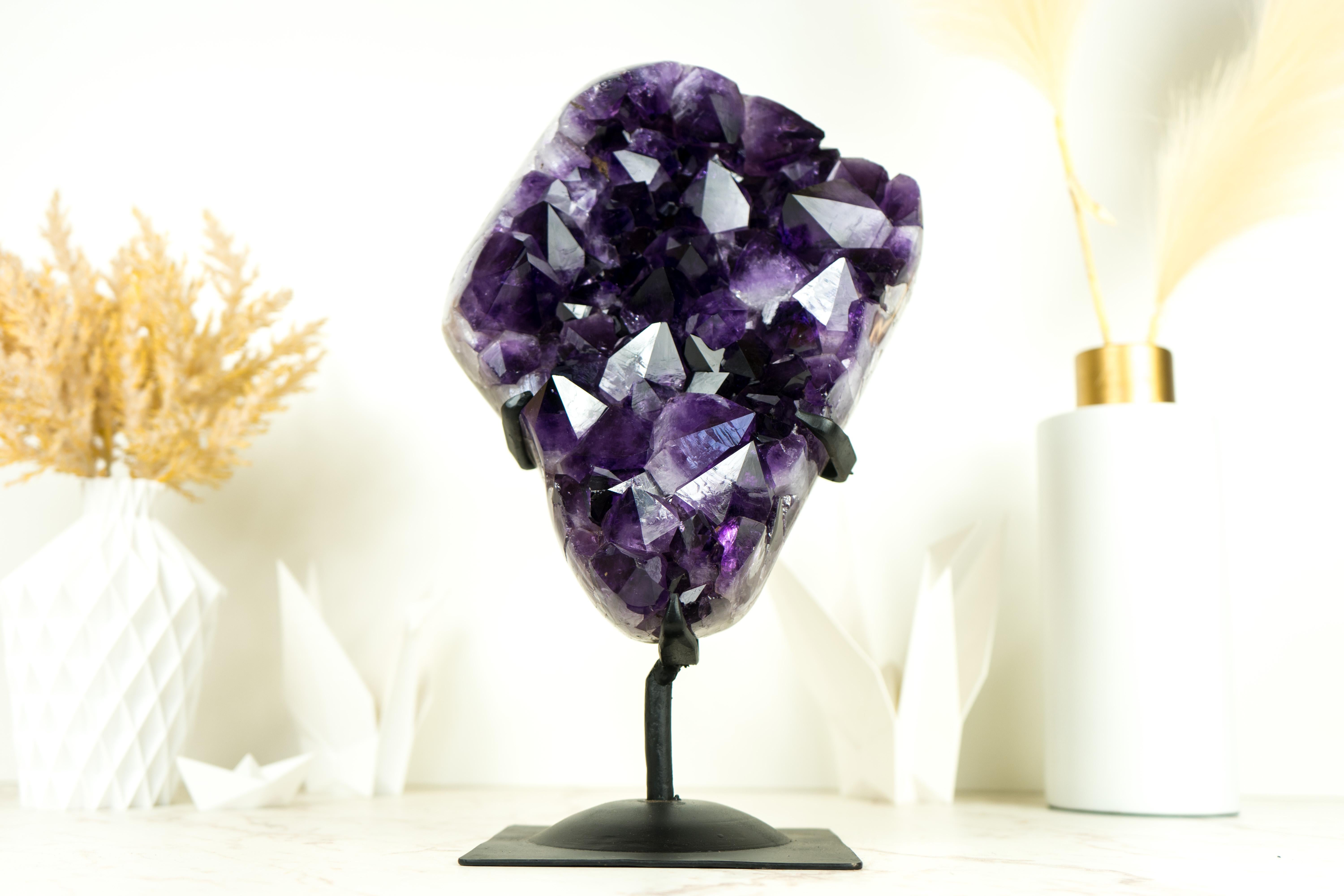 Amethyst Cluster with Gallery Grade AAA Dark Purple Amethyst For Sale 4