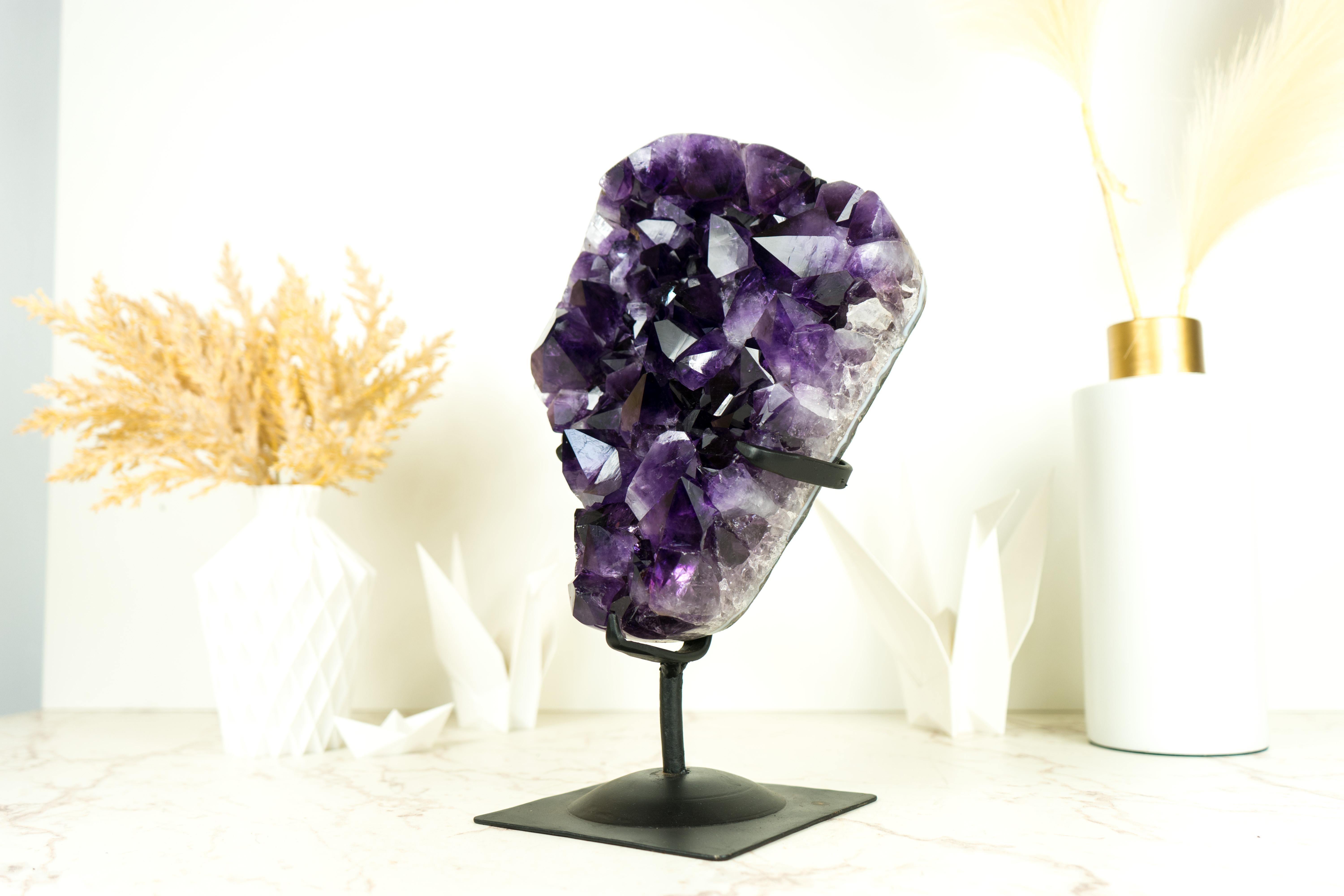 Brazilian Amethyst Cluster with Gallery Grade AAA Dark Purple Amethyst For Sale
