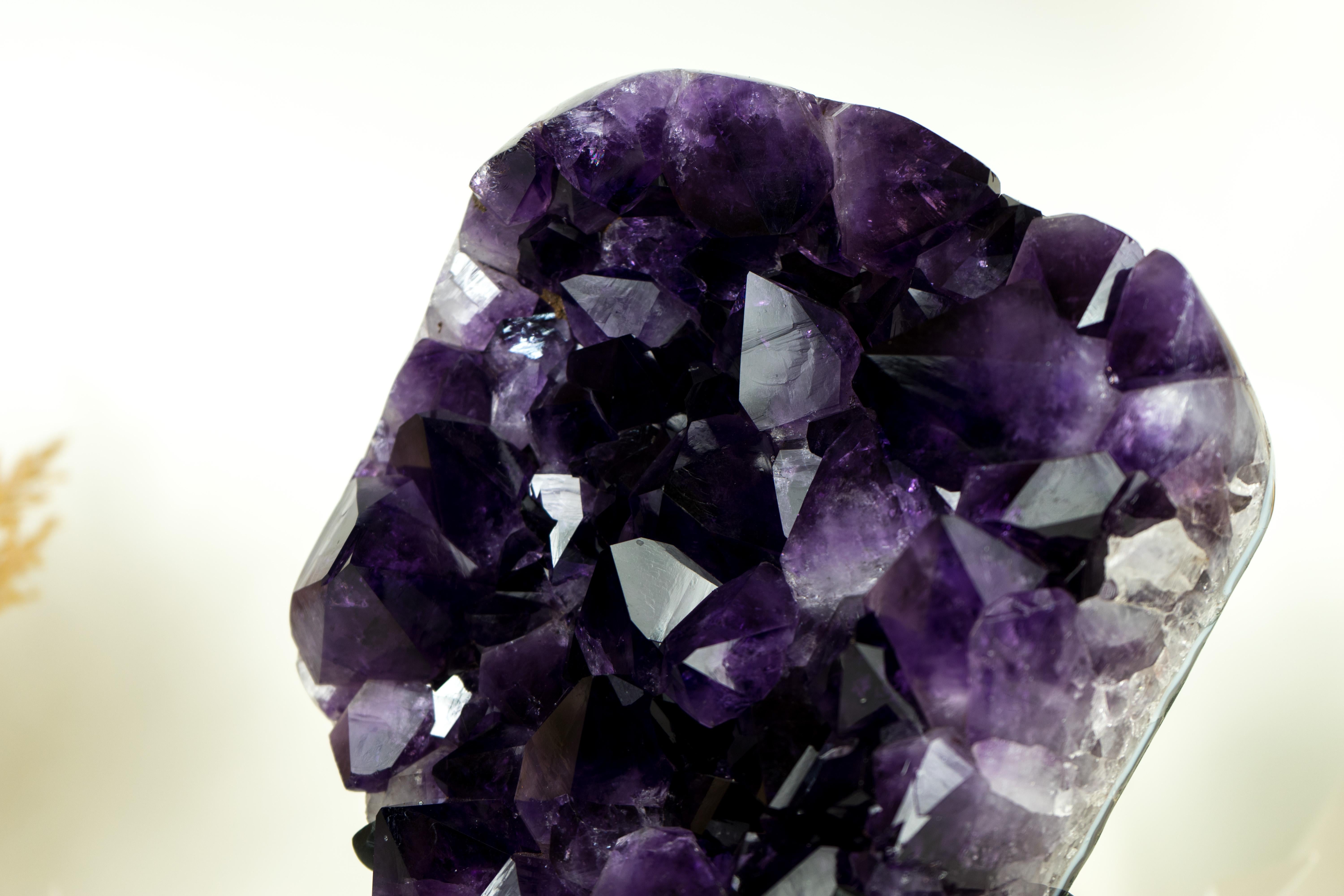Contemporary Amethyst Cluster with Gallery Grade AAA Dark Purple Amethyst For Sale
