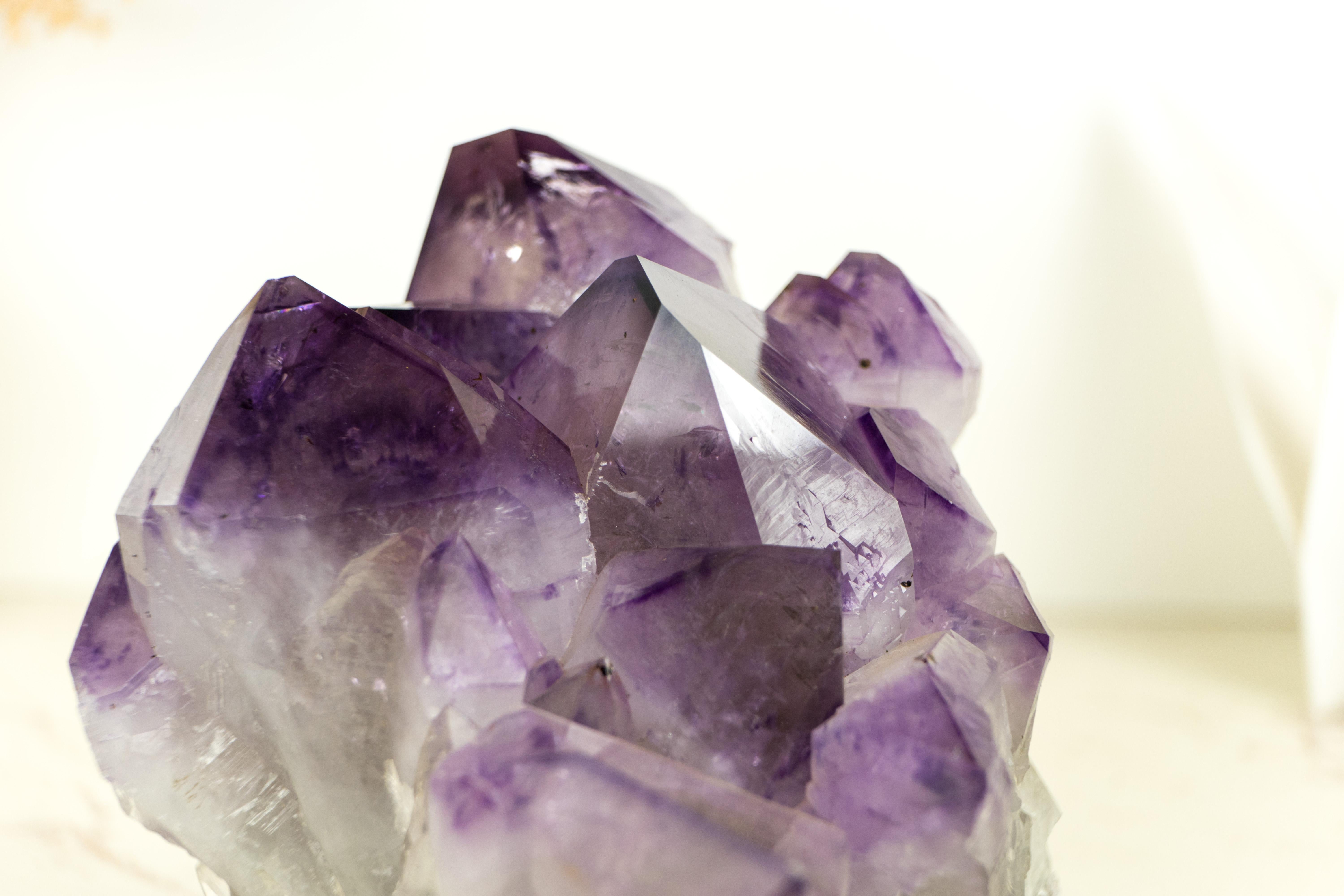Amethyst Cluster with Intact Purple Phantom Crystal Points from Brazil For Sale 4