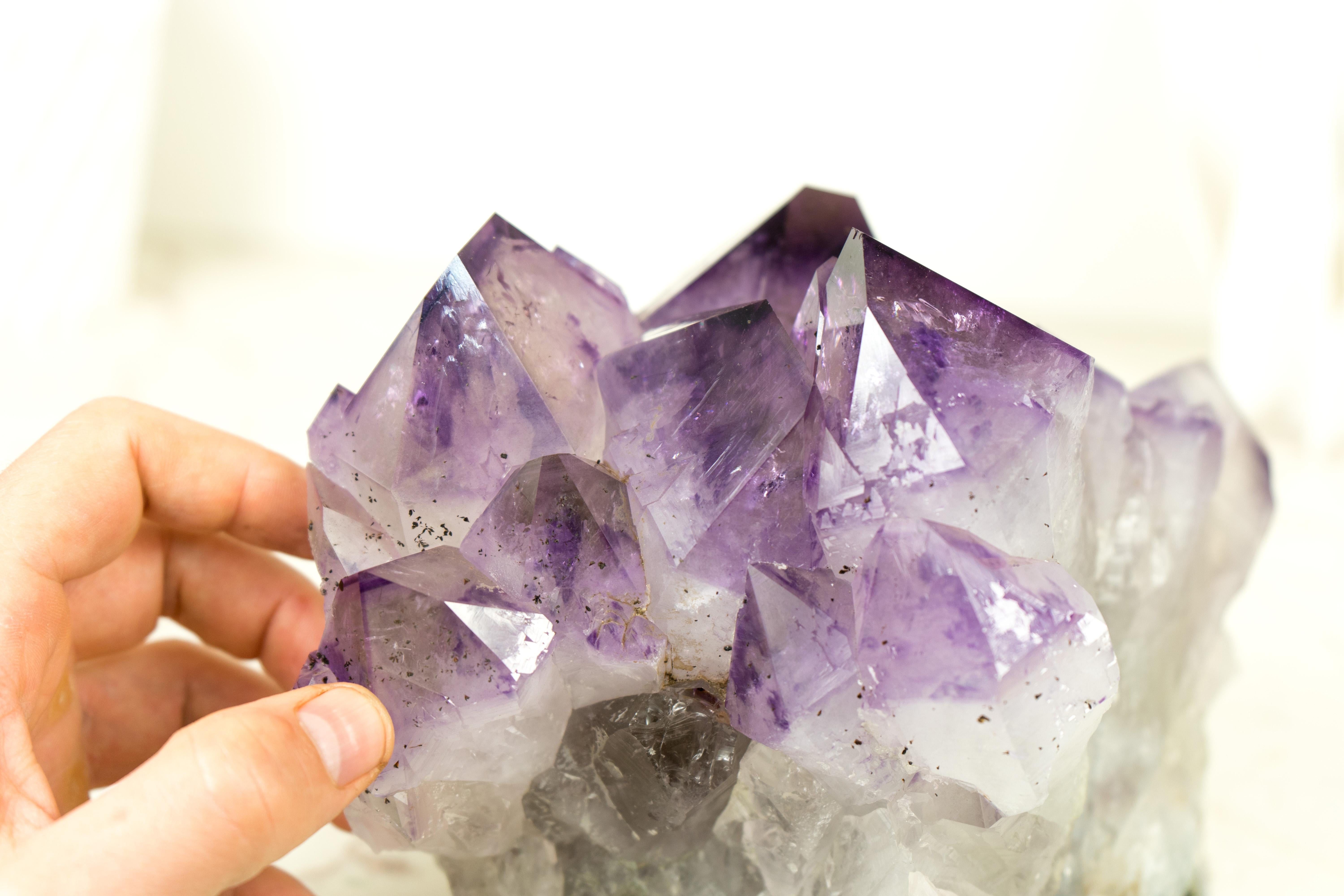 Amethyst Cluster with Intact Purple Phantom Crystal Points from Brazil For Sale 5