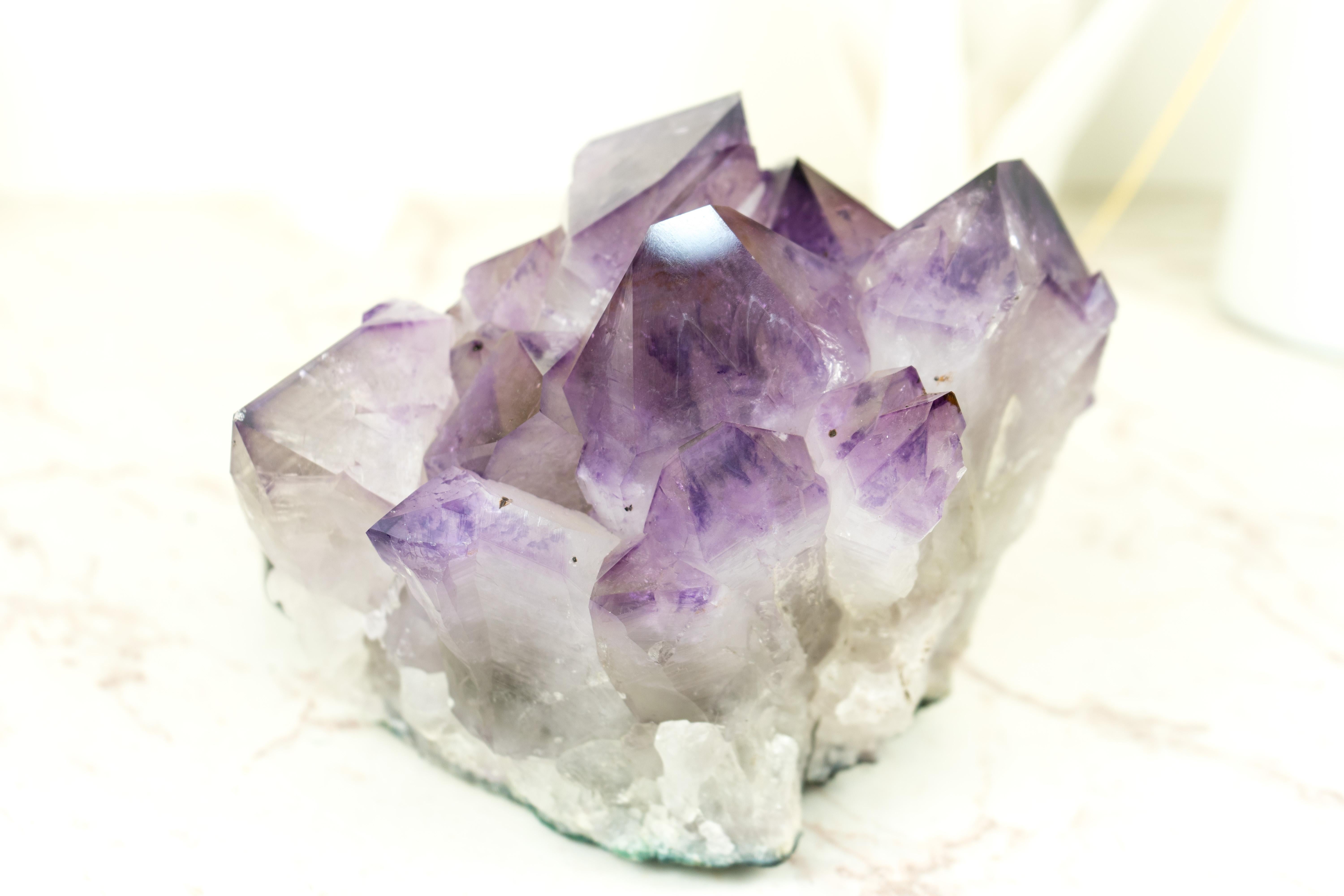 Amethyst Cluster with Intact Purple Phantom Crystal Points from Brazil For Sale 6