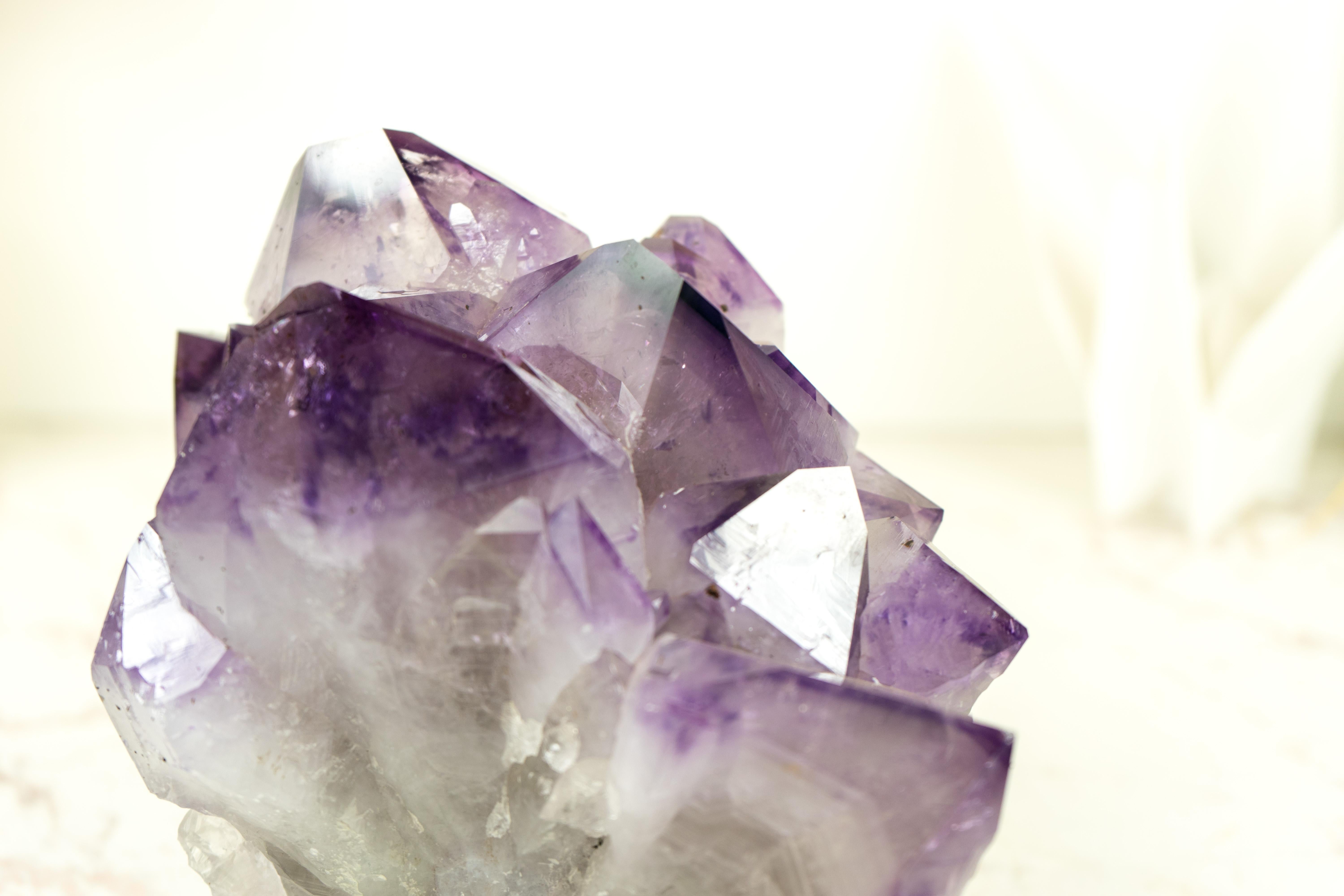 Amethyst Cluster with Intact Purple Phantom Crystal Points from Brazil For Sale 8