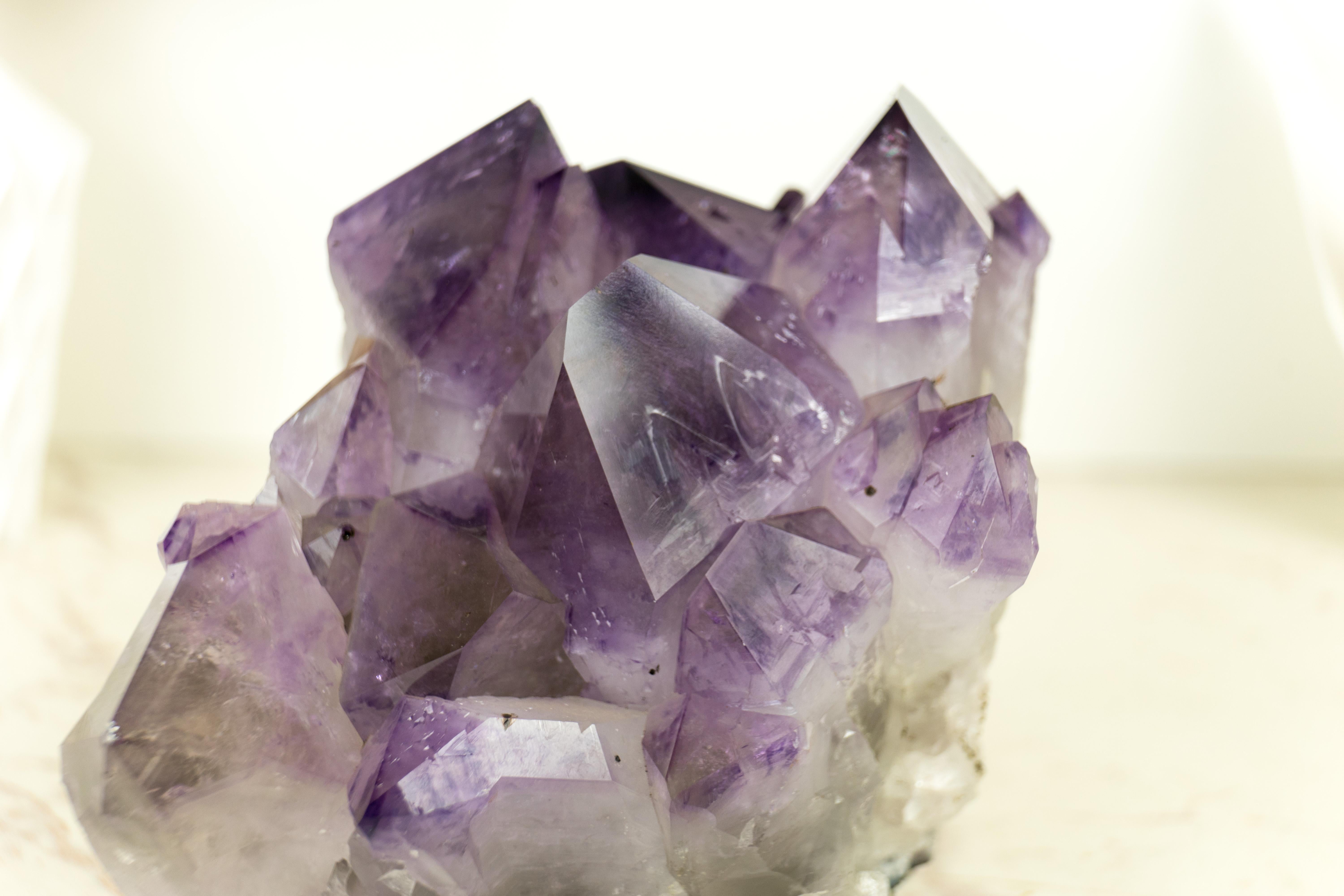Brazilian Amethyst Cluster with Intact Purple Phantom Crystal Points from Brazil For Sale