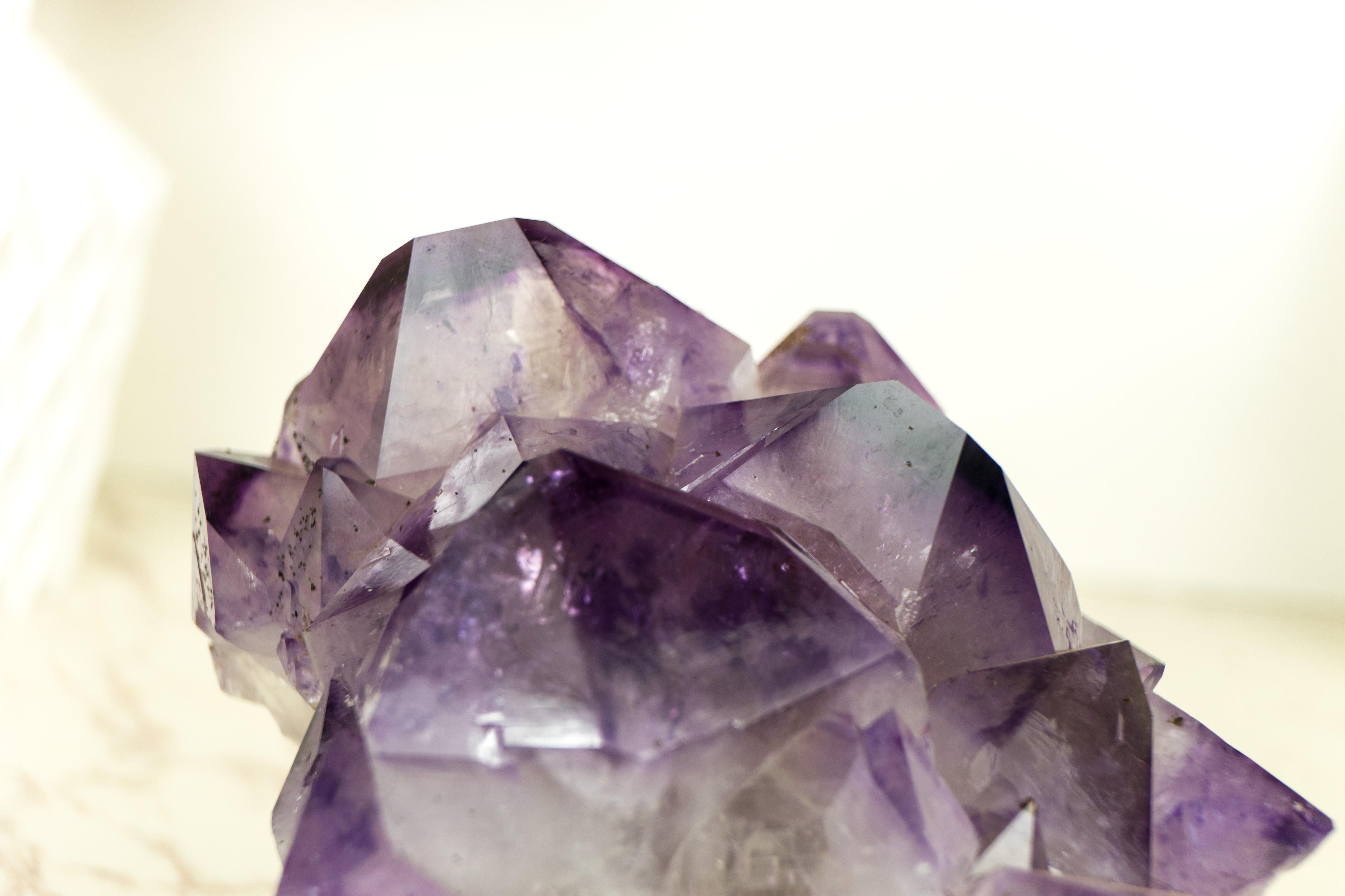 Amethyst Cluster with Intact Purple Phantom Crystal Points from Brazil For Sale 1
