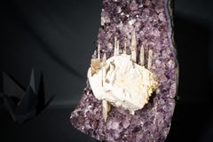 Amethyst Cluster with Rare “Excalibur” Long Scalenohedral Calcite in/on Calcite