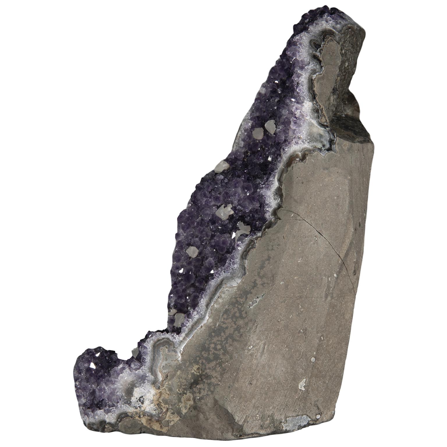 Amethyst Cluster with Stalactite Formations and Calcite Crystals In Excellent Condition For Sale In London, GB