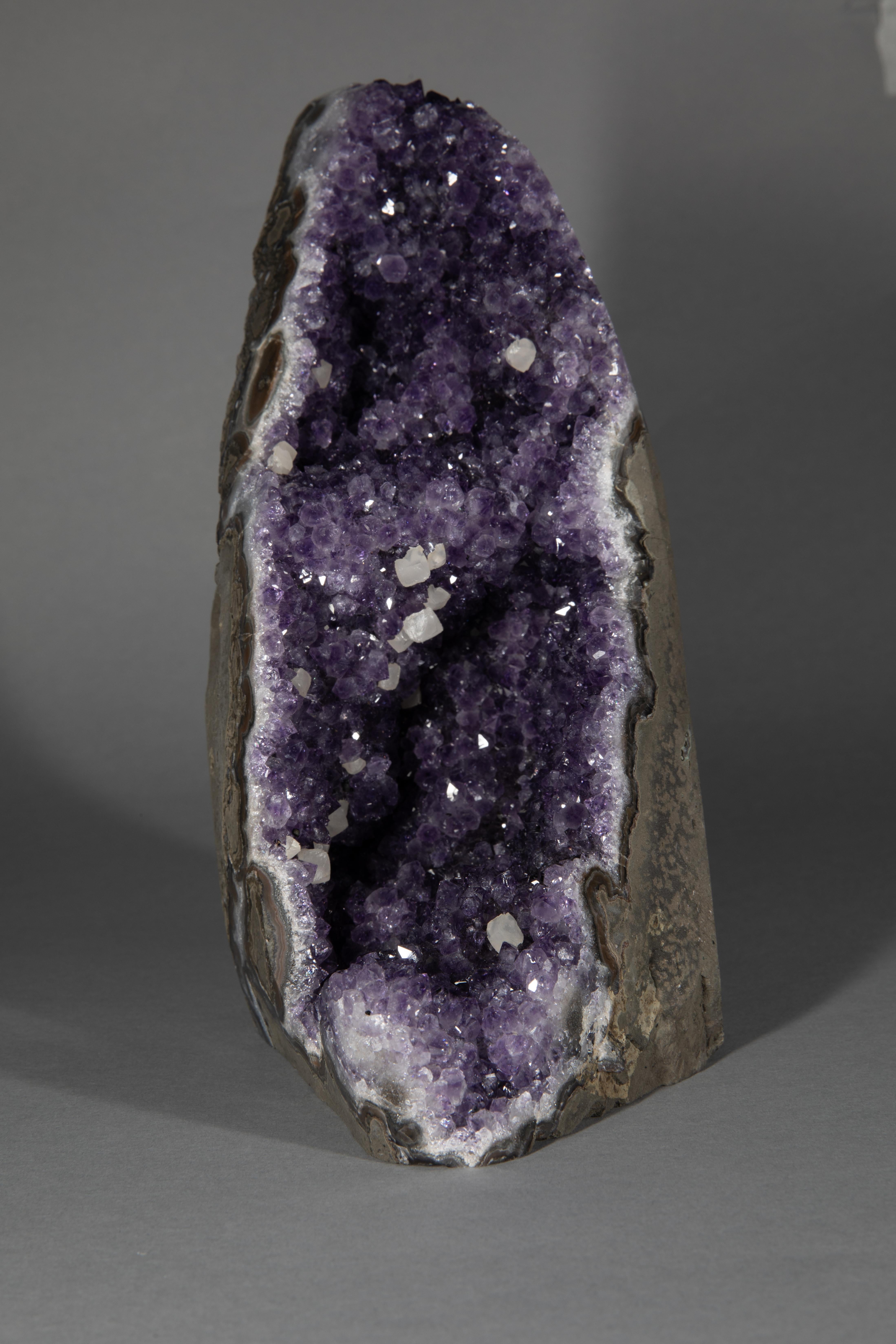 Amethyst Cluster with Stalactite Formations and Calcite Crystals For Sale 3