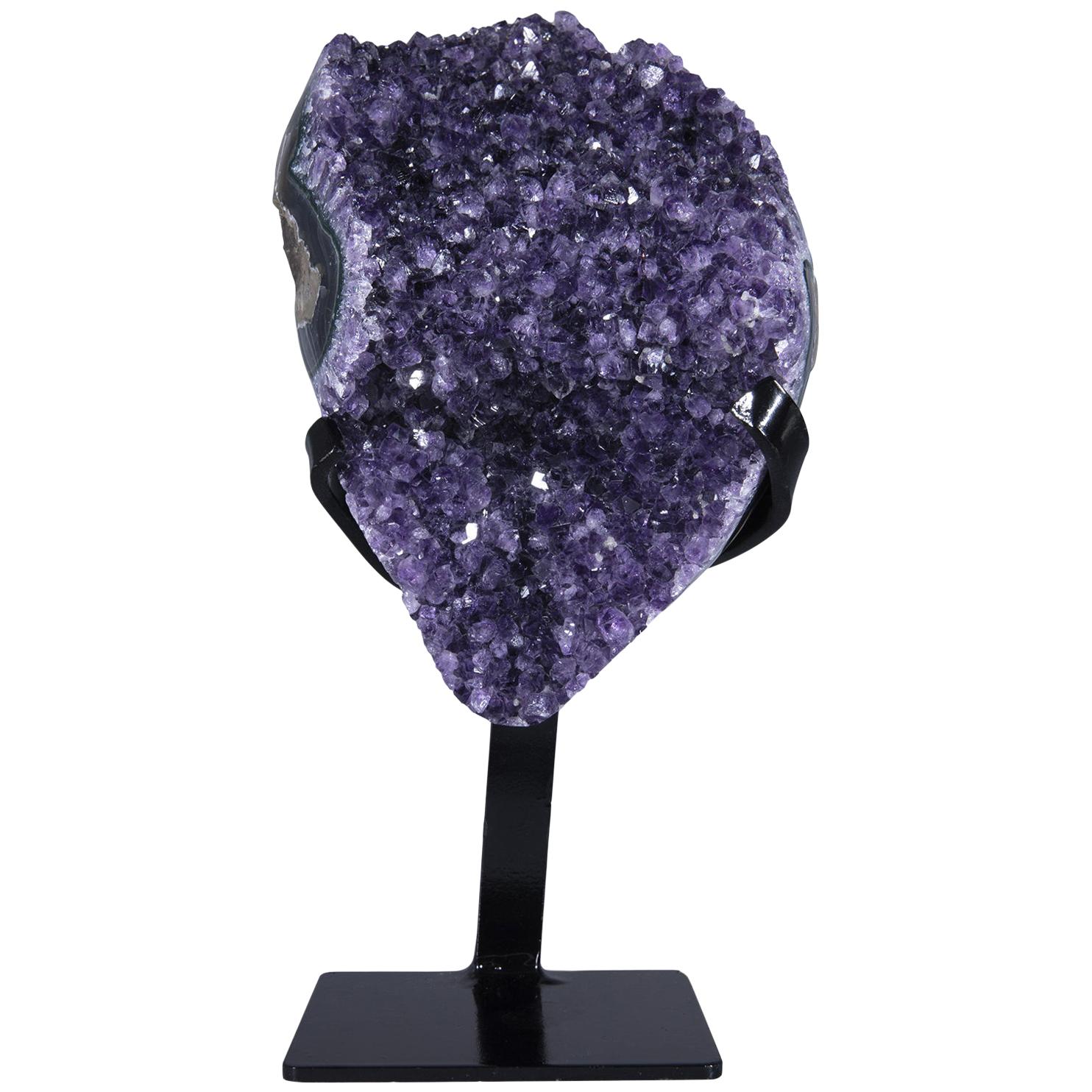 Amethyst Cluster with White Quartz and Green Celadonite Crystals