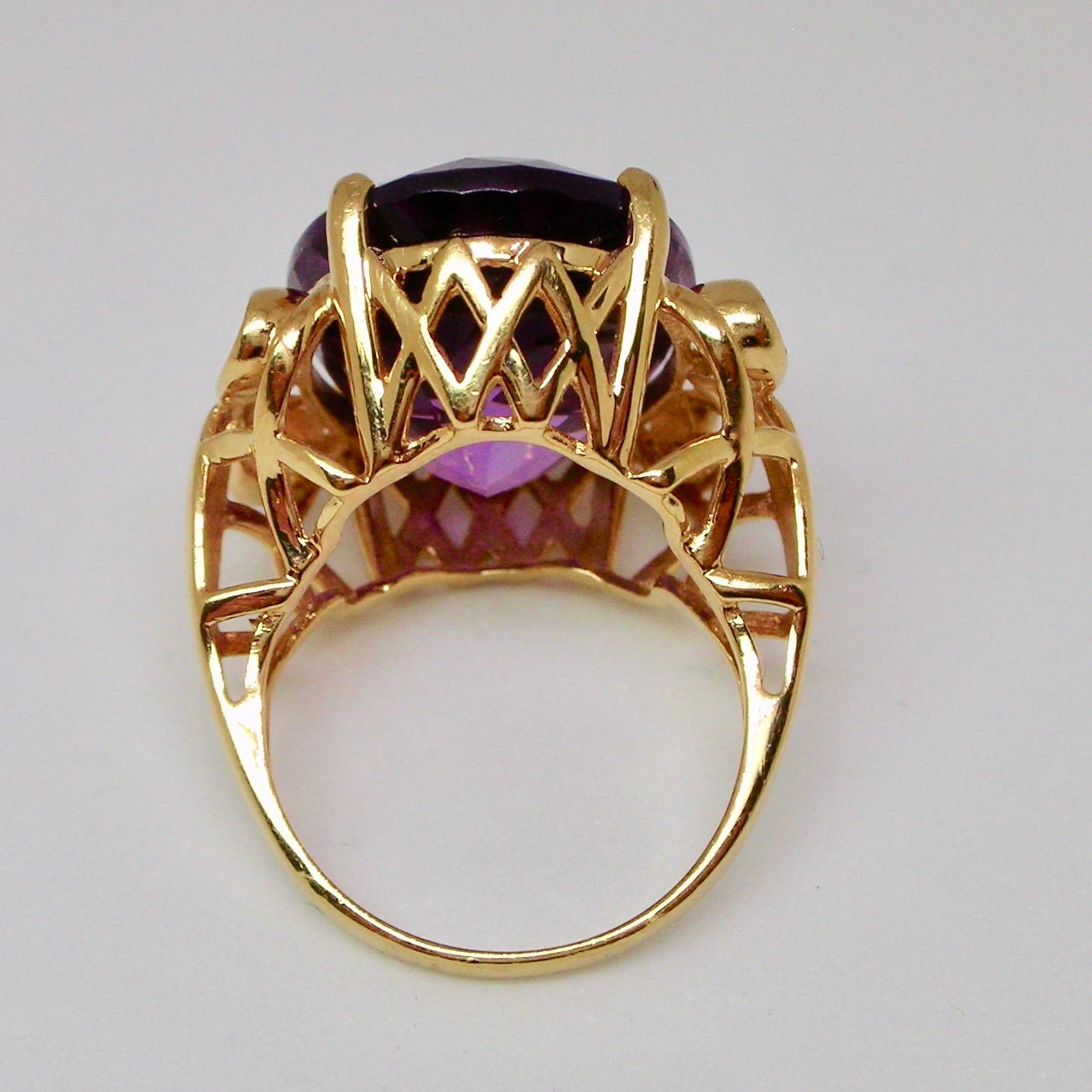 Oval Cut Amethyst Cocktail Ring, 1960s