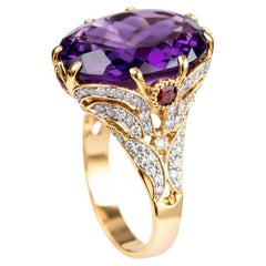 Amethyst cocktail ring, gold, silver Amethyst cocktail ring, gold, silver