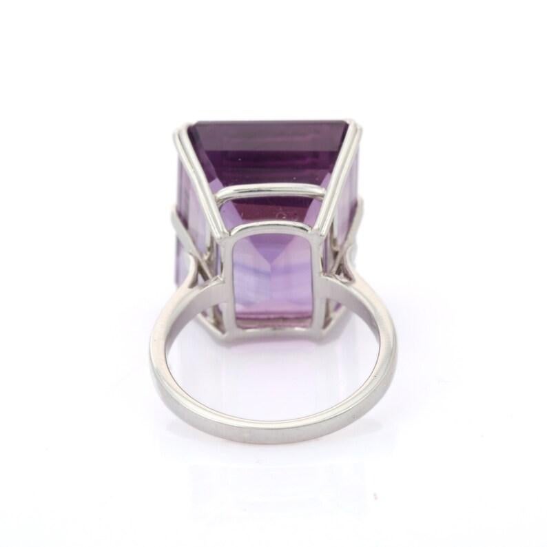 For Sale:  23.7 CTW Big Amethyst Ring in 18k Solid White Gold Settings 4