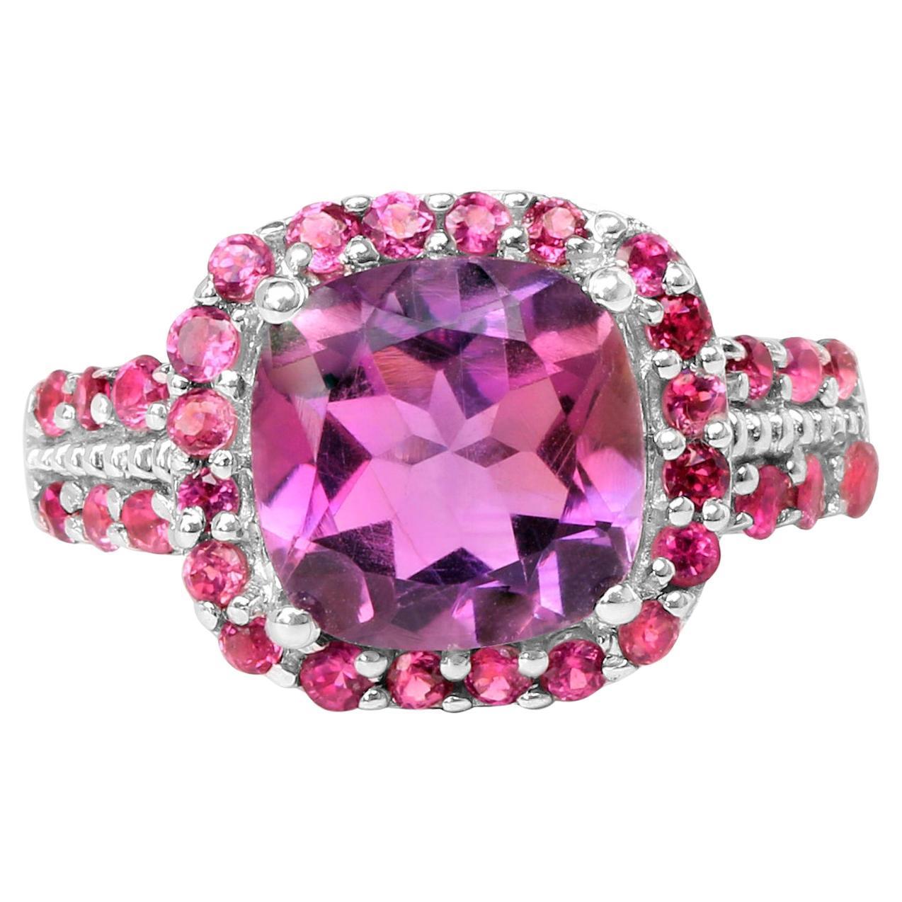 Amethyst Cocktail Ring Rhodolite Setting 5 Carats For Sale