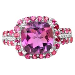 Anello Cocktail di Ametista con incastonatura di Rodolite 5 Carati