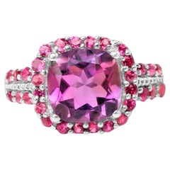 Anillo Cóctel Amatista Engaste Rodolita 5 Quilates