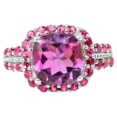 Anillo Cóctel Amatista Engaste Rodolita 5 Quilates