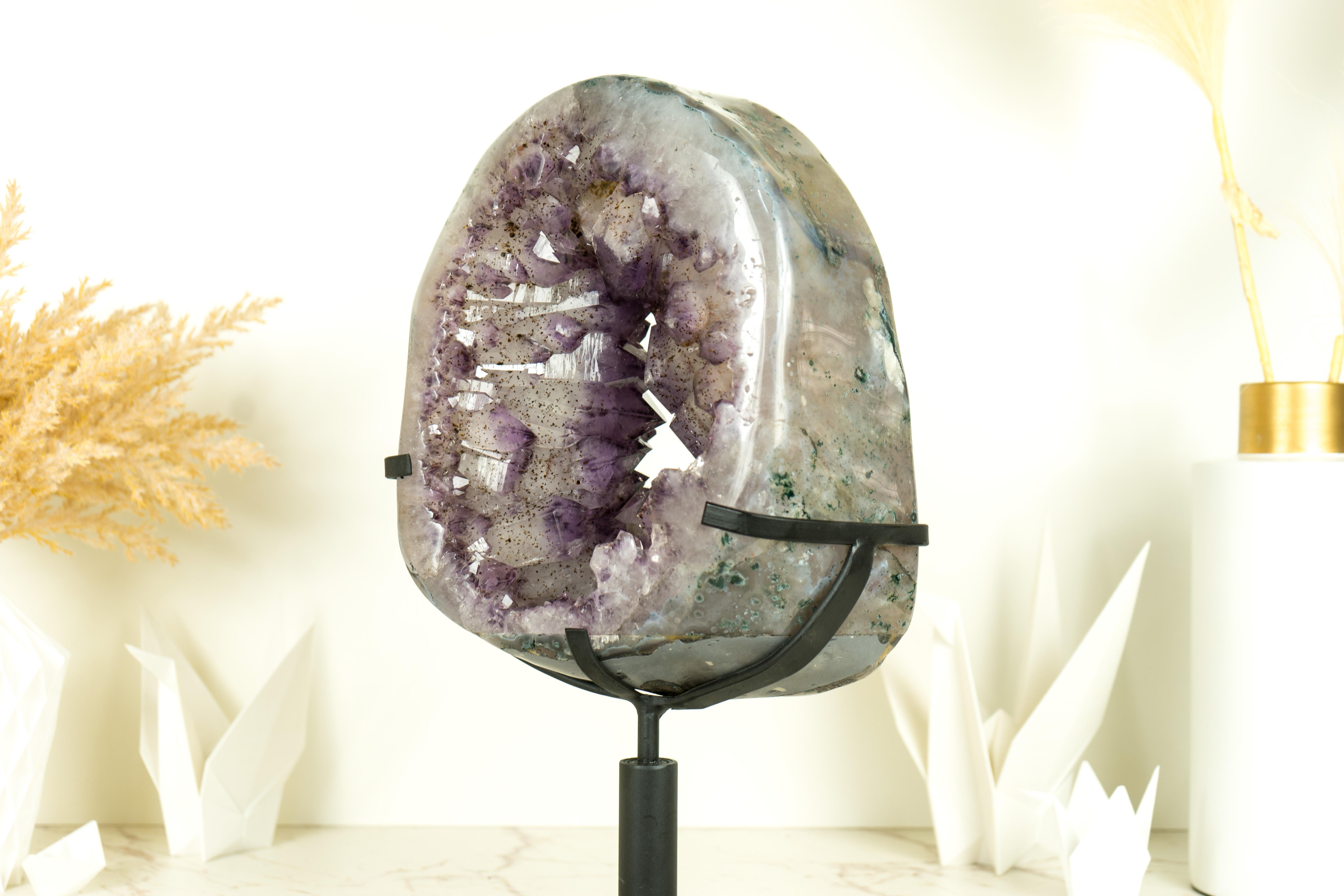 Found only in the Poncio Mine, Amethyst Geodes with Crown formations are a very rare form of Amethyst where the crystal points form a regal crown-like structure, elevating them from the usual druzy formations, a rare and highly regarded amethyst