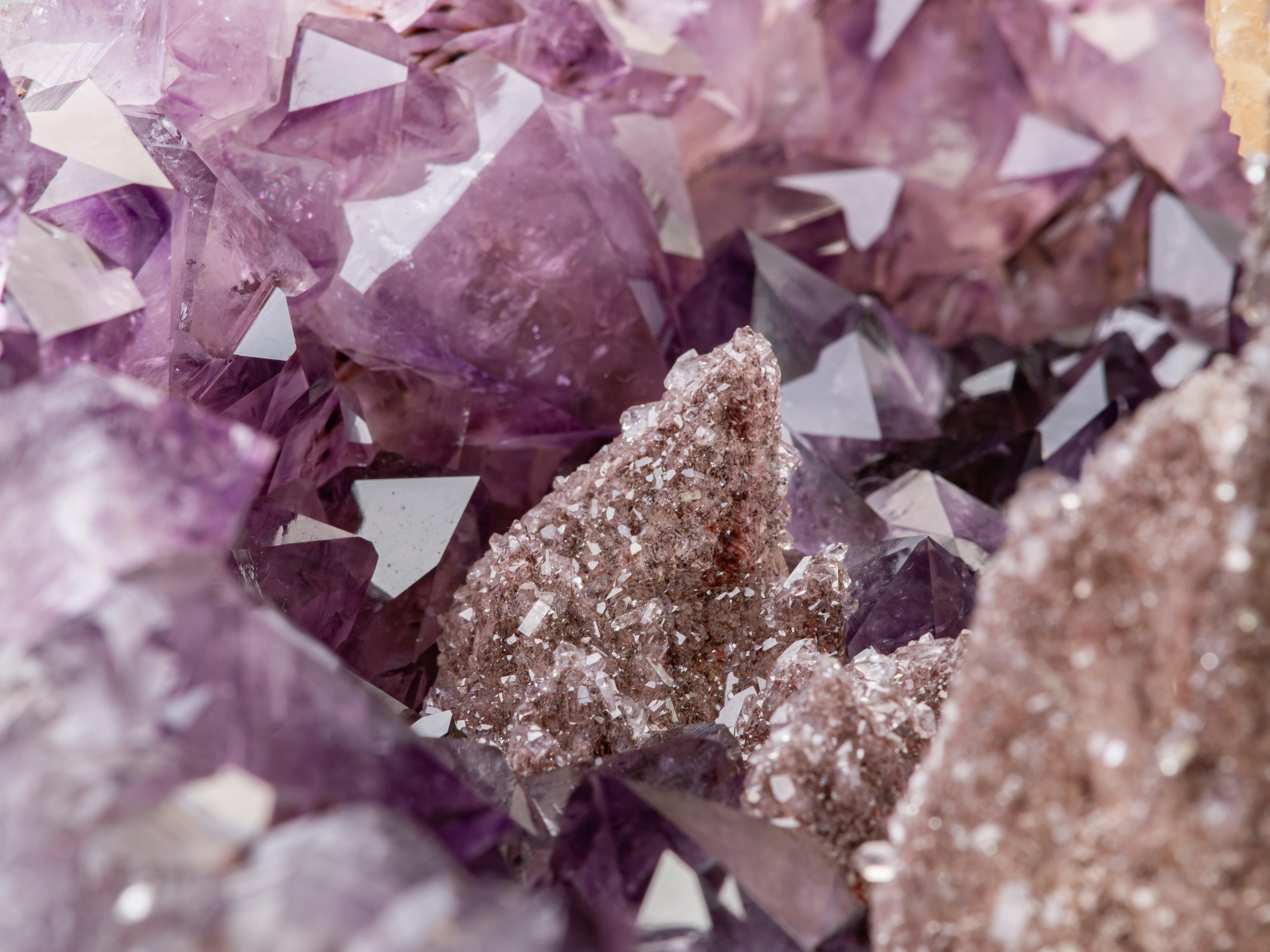 Amethyst Crystal Cluster with Exceptional Calcite Formation, Mineral Art For Sale 10
