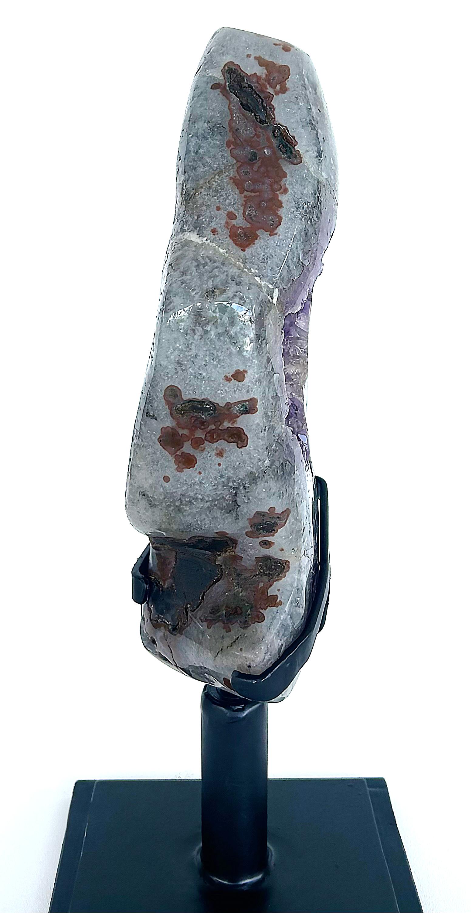 Amethyst Crystal Geode (Uruguay) Weighing 23 lbs. on Custom Made Spinning Stand For Sale 3