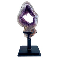 Amethyst Crystal Geode (Uruguay) Weighing 23 lbs. on Custom Made Spinning Stand