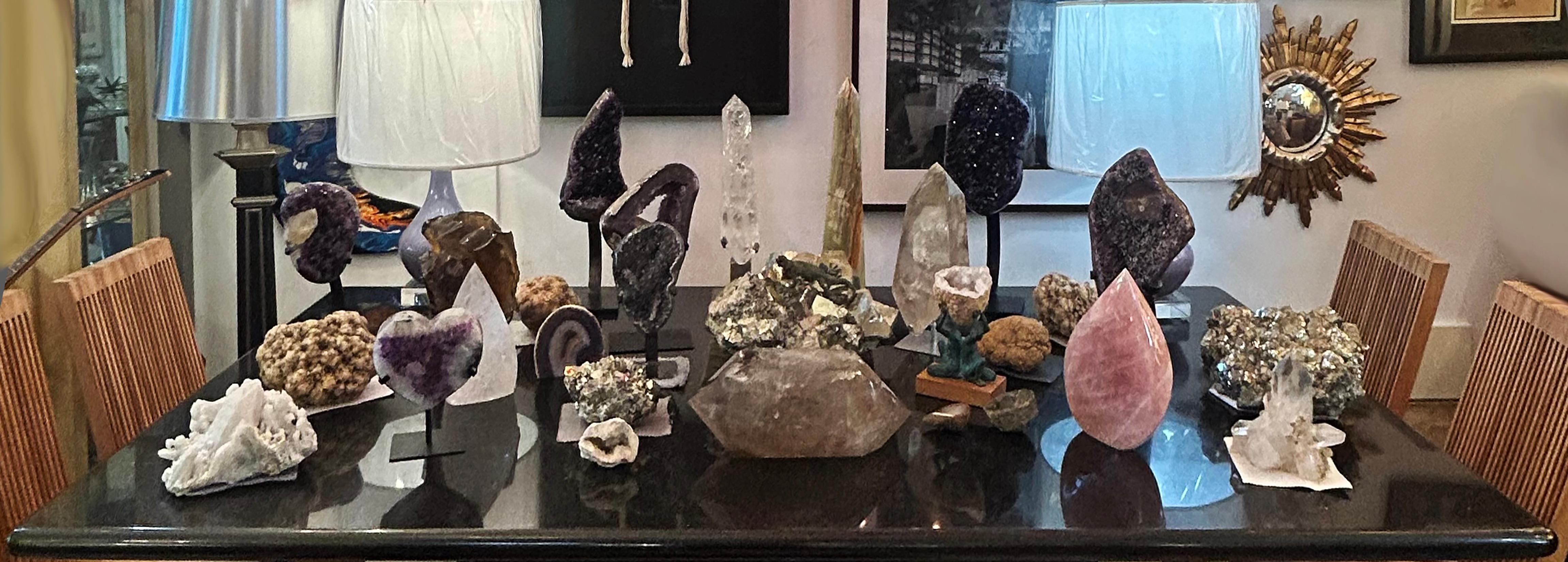 Amethyst Crystal Heart Shaped Natural Specimen on a Custom-made Stand For Sale 1