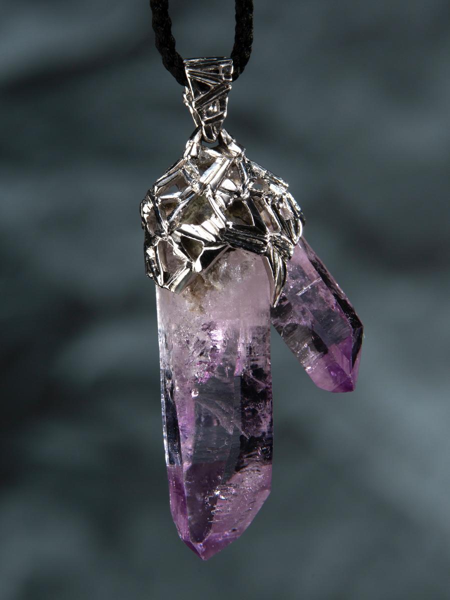 Amethyst Crystal Silver Pendant Magic Healing Stone Heather Purple Mexican Stone For Sale 3