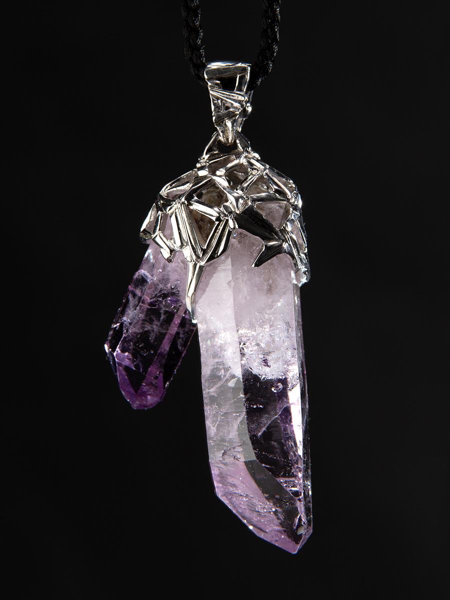 Amethyst Crystal Silver Pendant Magic Healing Stone Heather Purple Mexican Stone For Sale 5