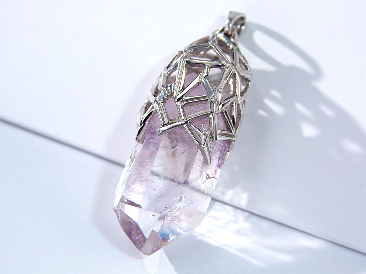 Artisan Amethyst Crystal Pendant Purple Magic Healing Energy Unisex Necklace For Sale